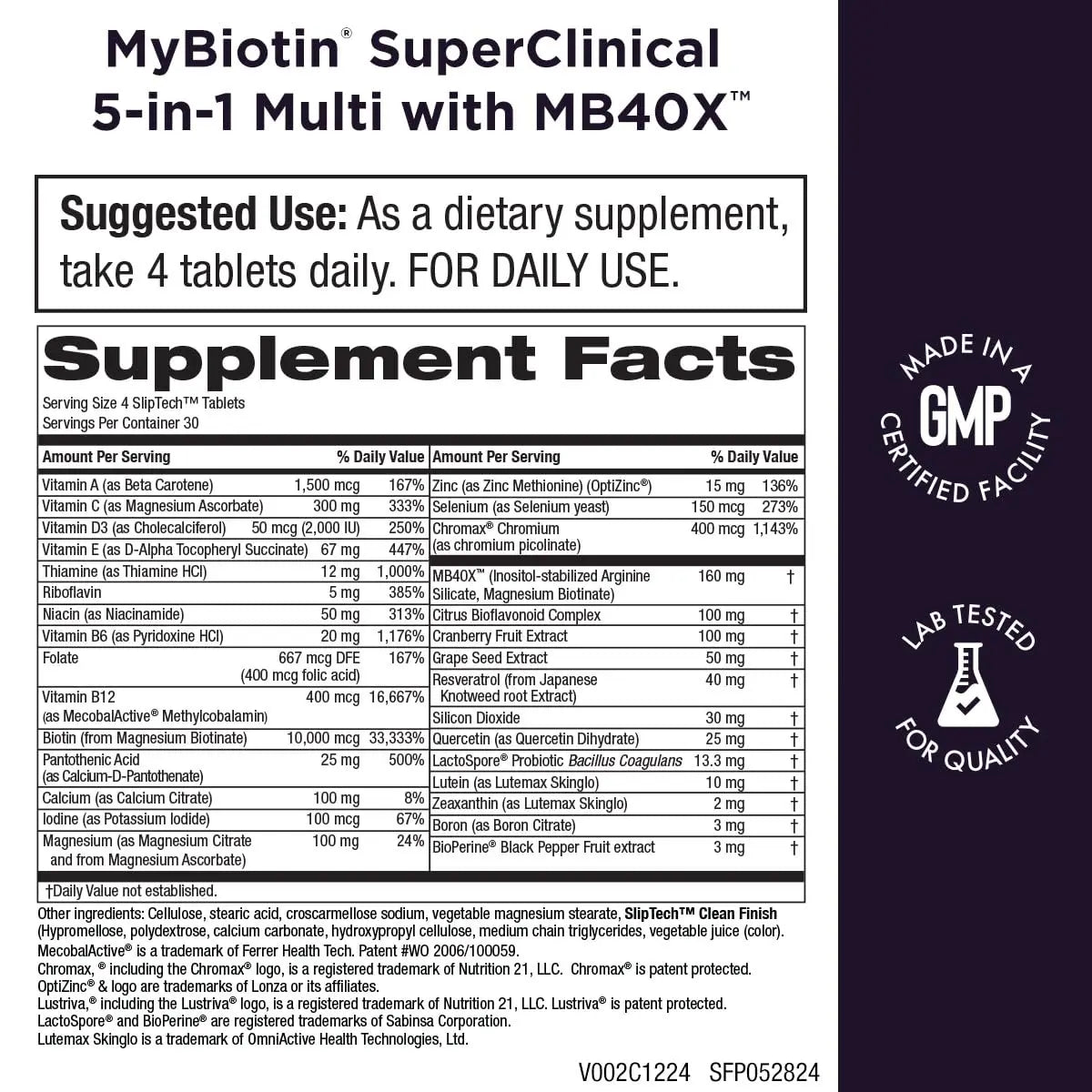 Purity Products MyBiotin SuperClinical New 5-in-1 Elite Multivitamin + MB40X Biotin Matrix Daily Multi - Thicker Hair Starting in 3 Weeks Purity ProductsAu supplements