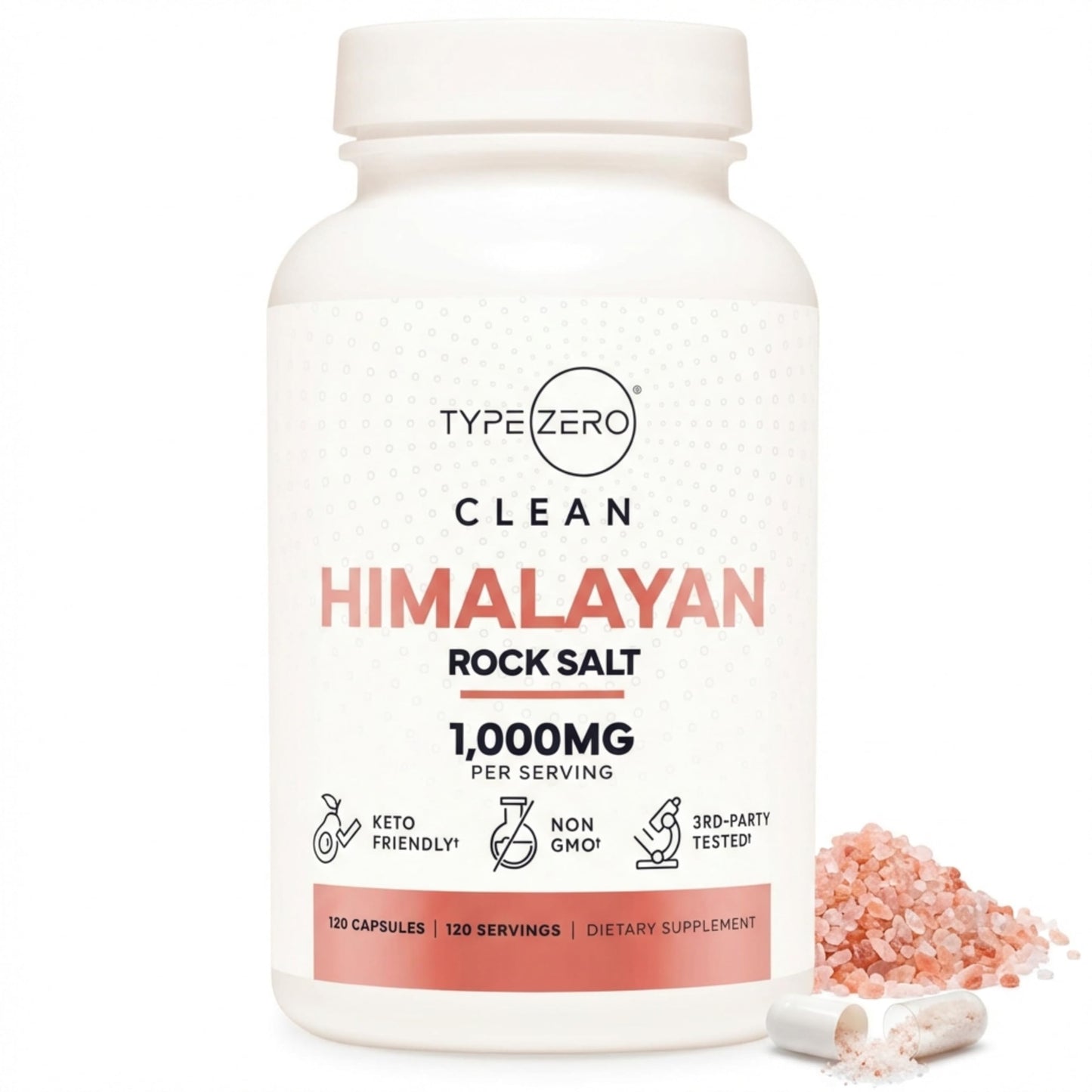 Type Zero Himalayan Rock Salt Capsules (120 Capsules) (1000mg per Serving) Type ZeroUS supplements