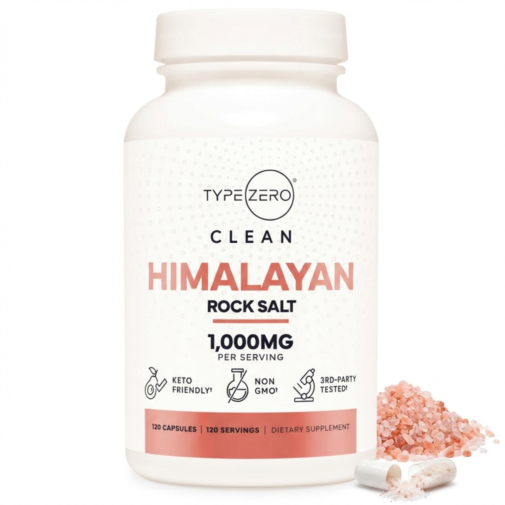 Type Zero Himalayan Rock Salt Capsules (120 Capsules) (1000mg per Serving) Type ZeroUS supplements