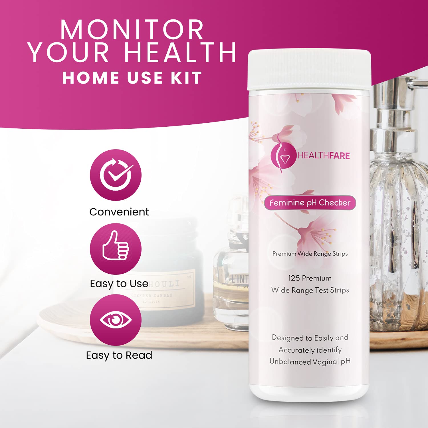 Healthfare Feminine pH Checker Test Strips to Monitor Intimate Health, Balance pH Level 3.0-5.5 HealthfareAu supplements