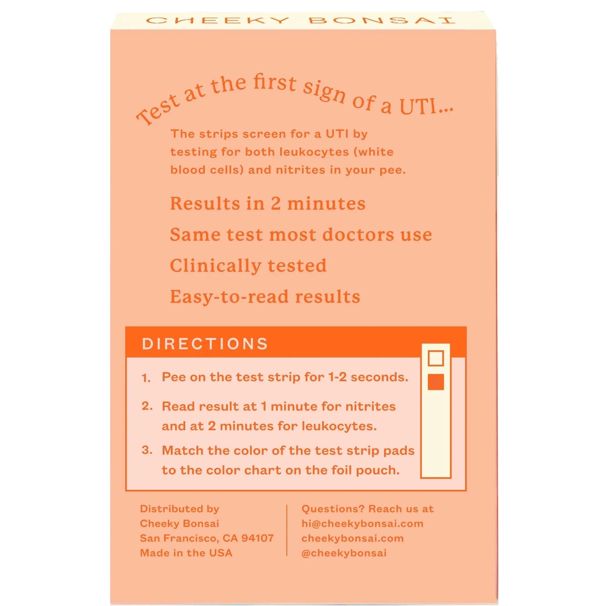 Cheeky Bonsai, Urinary Tract Infection (UTI) Test Strips, Accurate Results in 2 Minutes, Clinically Tested, Same Test Doctors Use, Easy to Read Results, 3 Count Cheeky BonsaiAu supplements