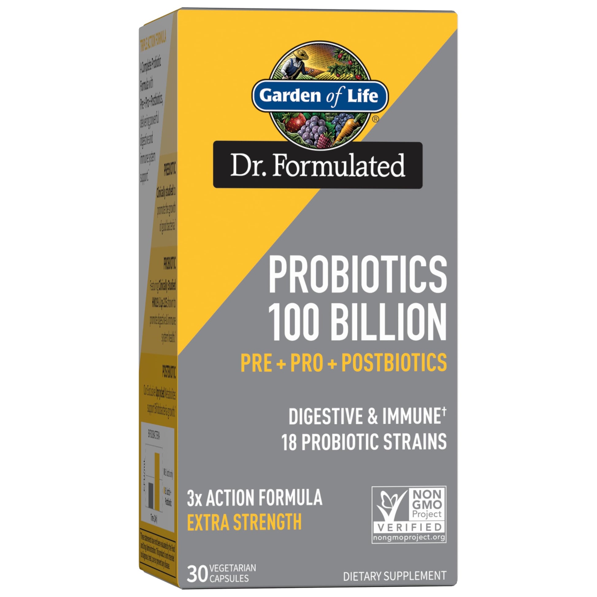 Garden of Life Dr Formulated Probiotics 100 Billion CFU Pre + Pro + Postbiotics - Extra Strength Digestive & Immune Support for Men and Women, Potato, Acacia, Postbiotic Metabolites, 30 Capsules Garden of LifeAu supplements