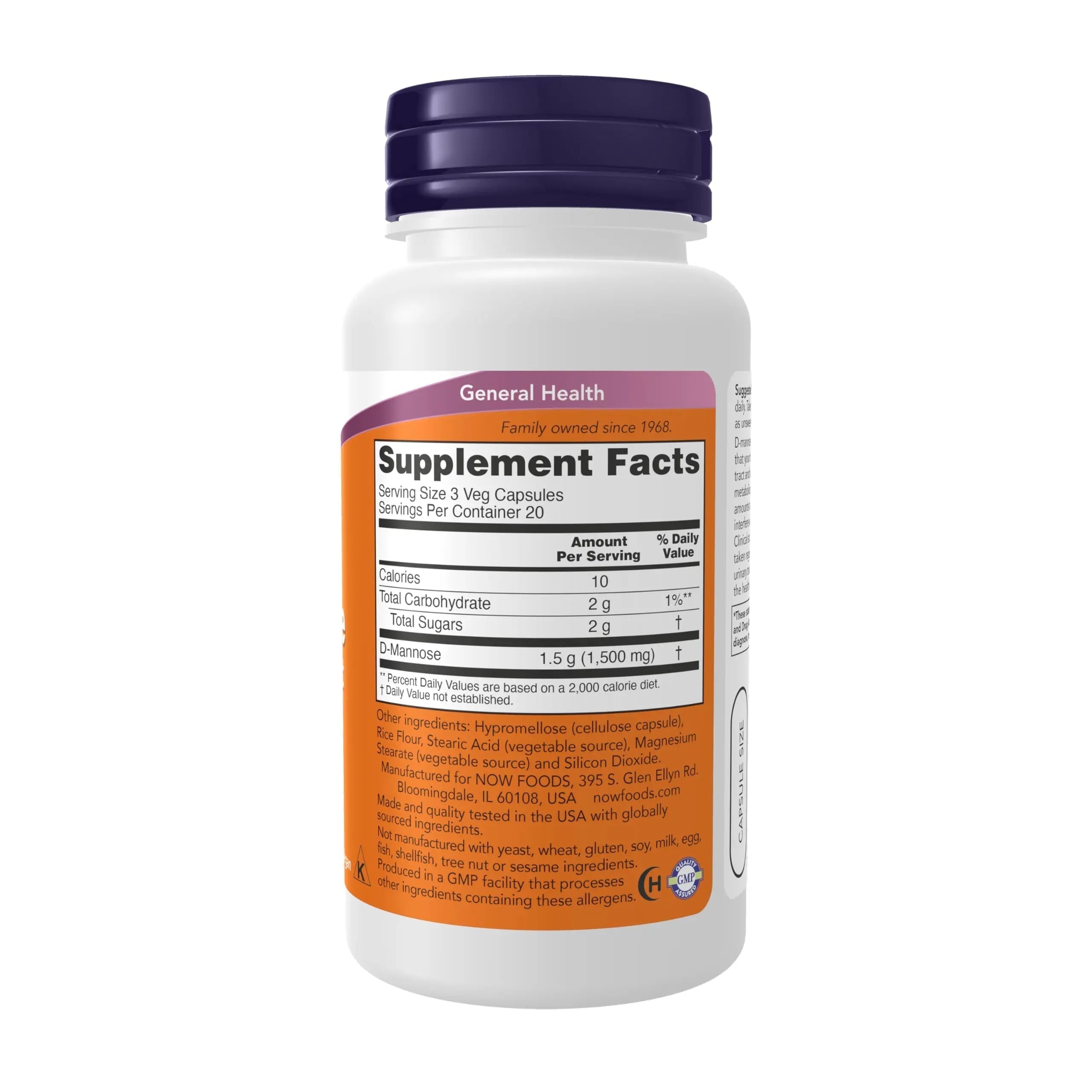 Now Foods Supplements, D-Mannose 500 mg, Non-GMO Project Verified, Healthy Urinary Tract*, 60 Veg Capsules NOW FoodsAu supplements