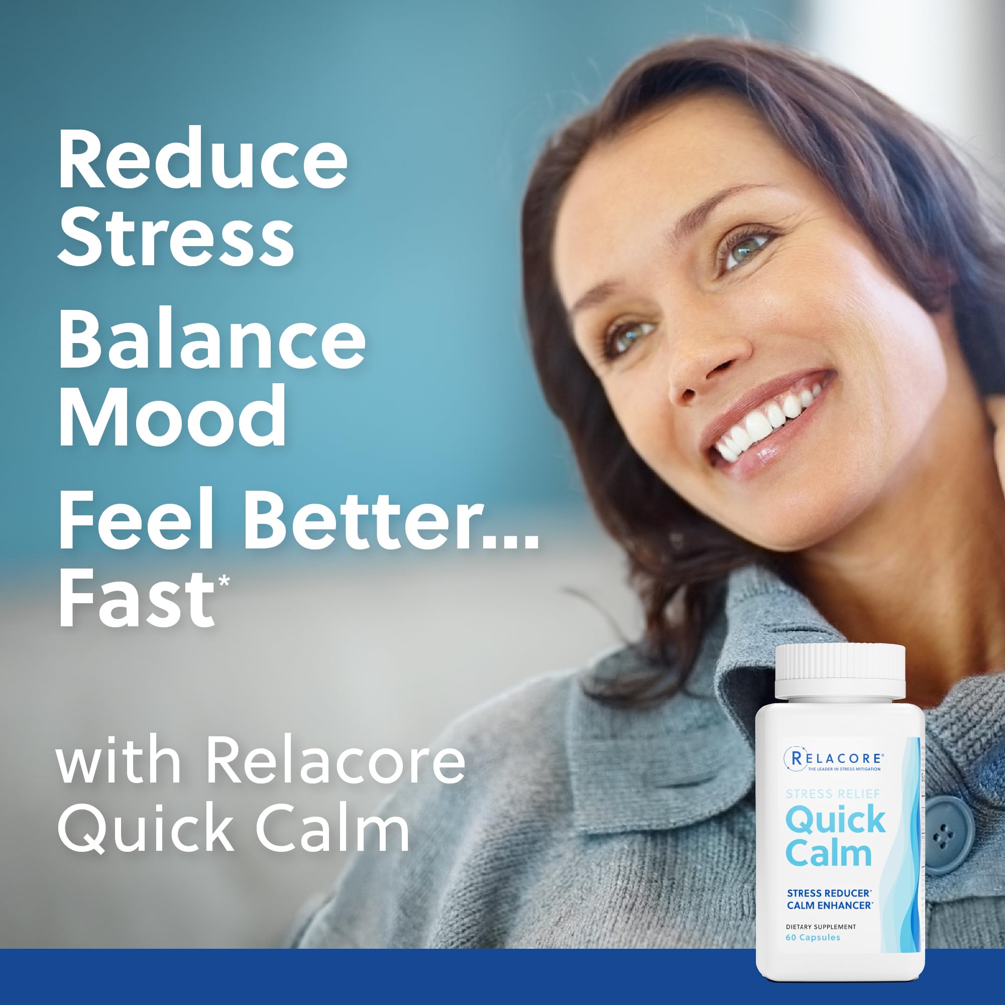 Relacore Quick Calm Mood Support Supplement with Ashwagandha, L-Theanine, Rapid Stress Relief and Relaxation – Cortisol Supplement - 60 ct RelacoreAu supplements