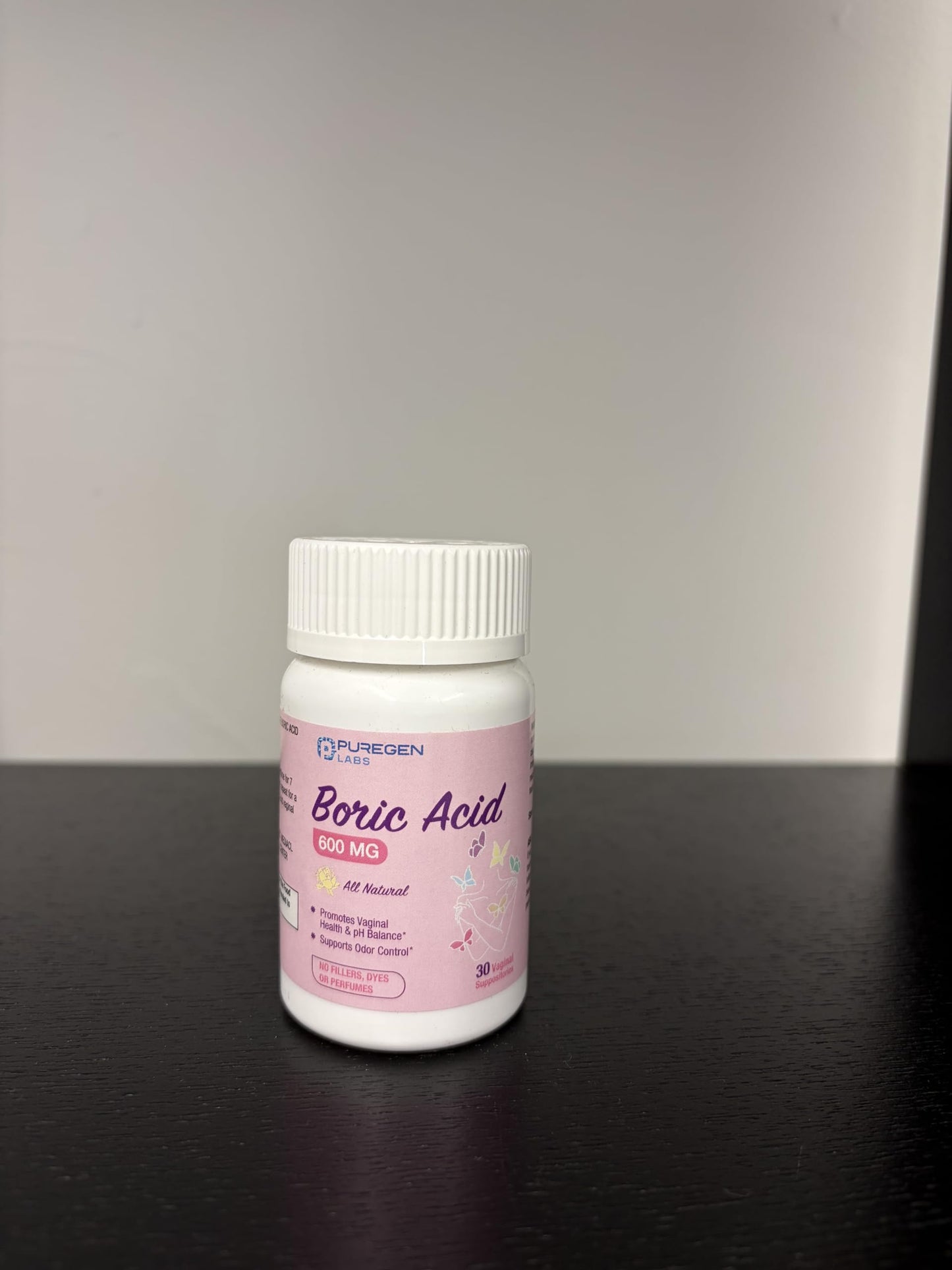 Puregen Labs Boric Acid 600 mg Vaginal Suppositories - 100% Pure | All Natural Without Dyes or Fillers | Made in USA - Supports Vaginal pH Balance and Odor Control (30 Count) P Puregen LabsUS supplements