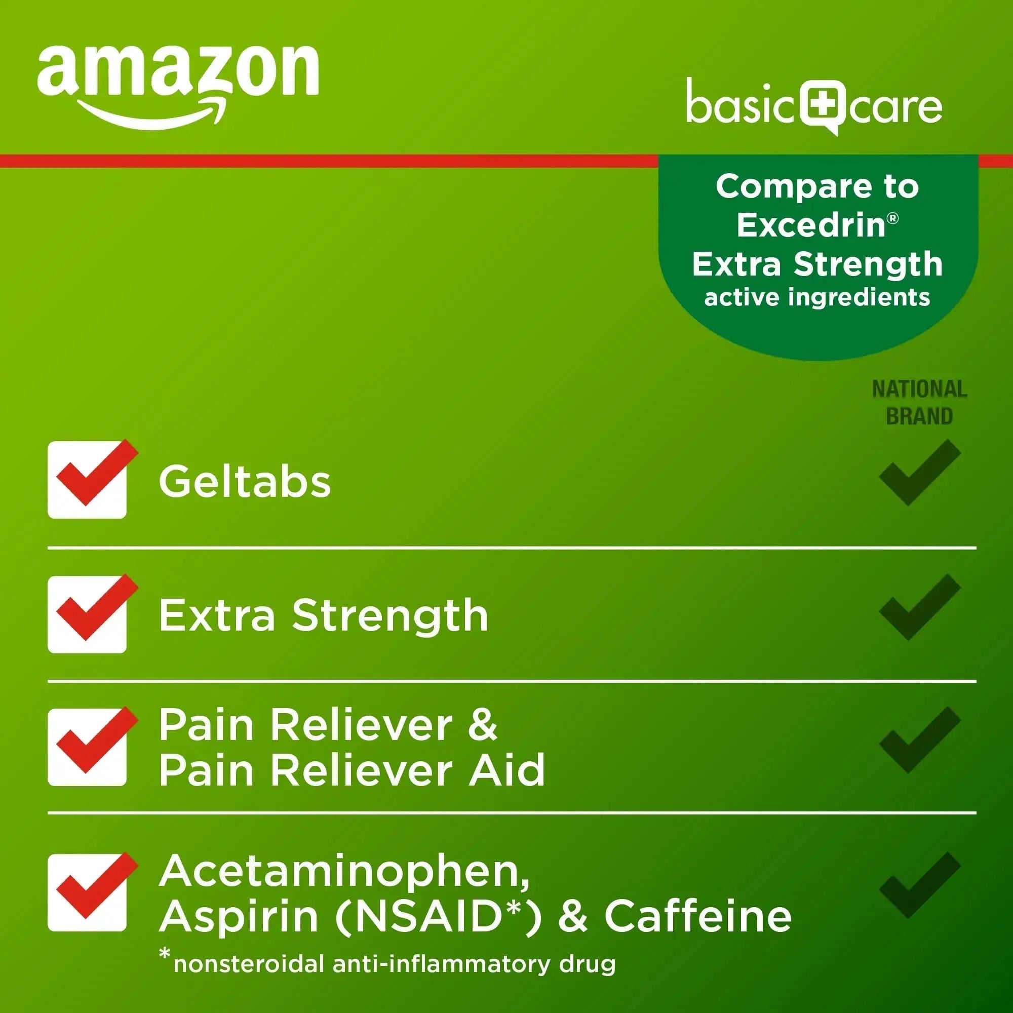Amazon Basic Care Extra Strength Headache Relief Geltabs, Pain Reliever for Arthritis, Menstrual Pain and Cramps, 80 Count Amazon Basic CareAu supplements
