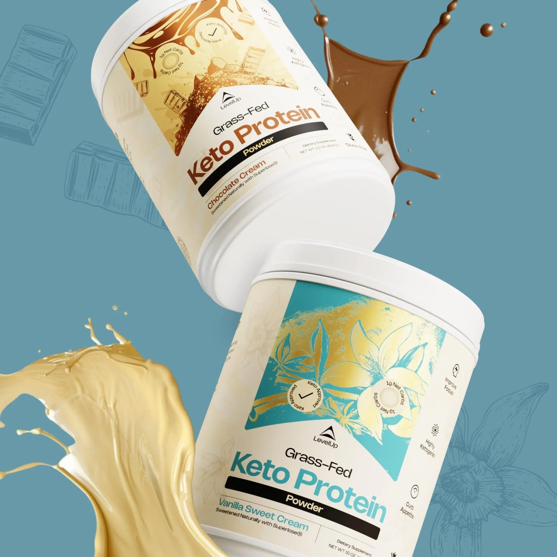LevelUp Keto Protein, with Collagen Peptides, Energizing MCT, Whey Isolate Protein, Ketogenic Protein Powder Supplement - Vanilla Sweet Cream LevelUpAu supplements