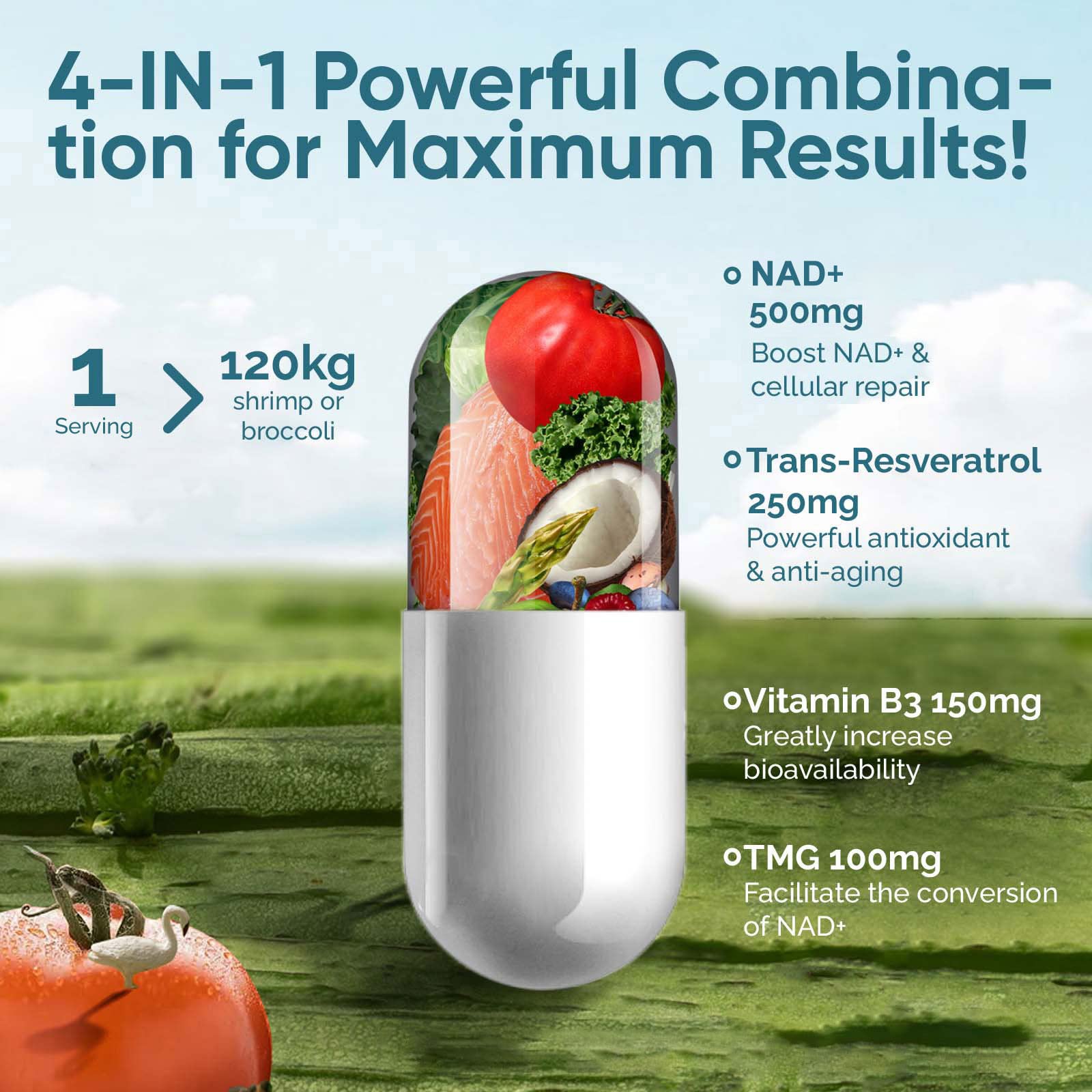 UltraViat NAD+ Supplement 1000mg, Premium NAD+ & Resveratrol Complex for Energy & Anti Aging - 120 Capsules UltraViatAu supplements