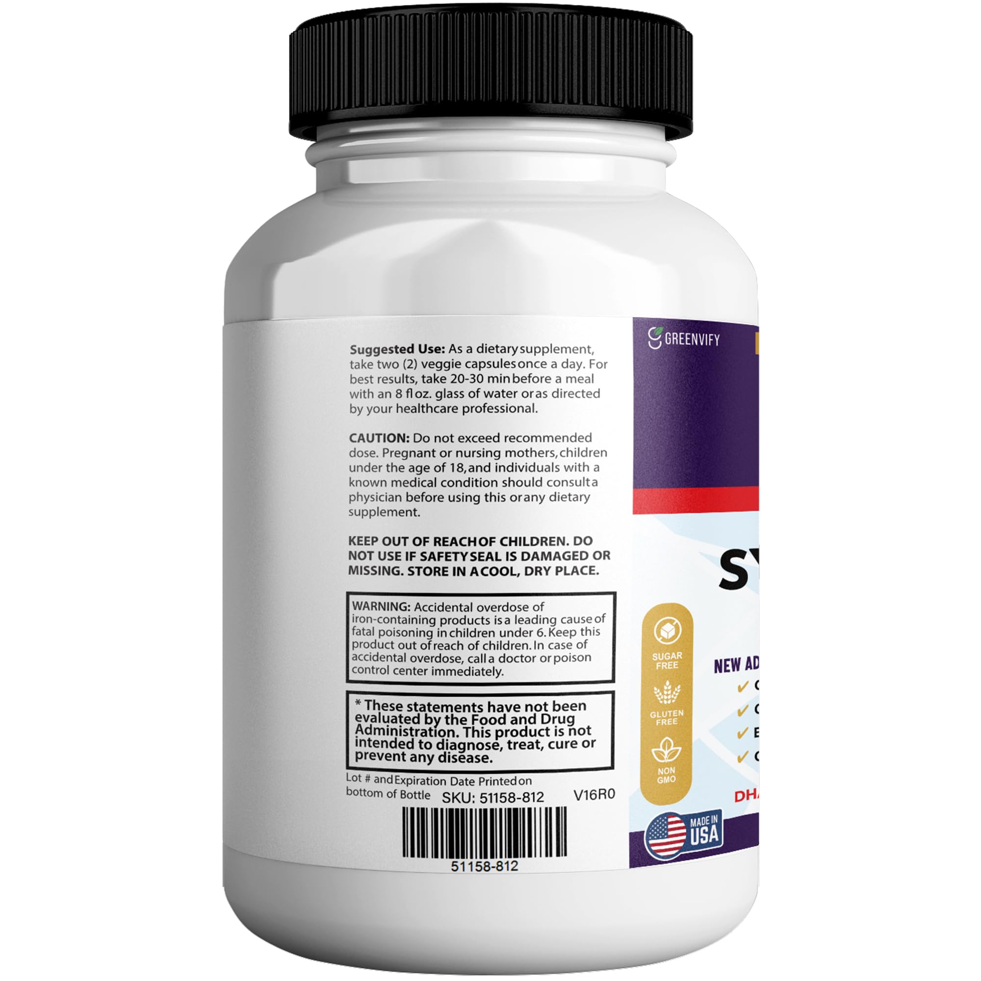 GREENVIFY Synaptic XR Max Extra Strength Brain Support Supplement with Herbal Ingredients, 60 Capsules, DHA Vitamins, Nootropic Formula (1) GREENVIFYAu supplements