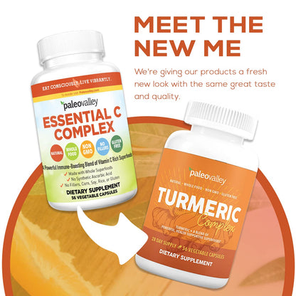 Paleovalley - Organic Turmeric Complex - Full Spectrum Organic Turmeric with Health-Supportive Superfoods - 56 Vegetarian Capsules - Support Joints, Immunity, Brain and Heart Health PaleovalleyUS supplements
