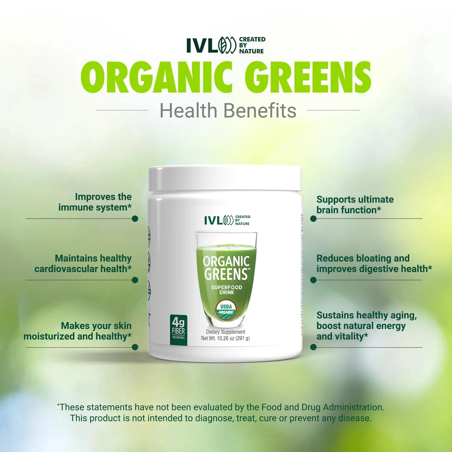 IVL - Organic Greens - Organic Superfood Drink - Loaded with Antioxidants, Micronutrients, Prebiotics & Probiotics - for Immune Support, Digestive Health - Great Taste (1 Pack, 30 Servings) IVLAu supplements