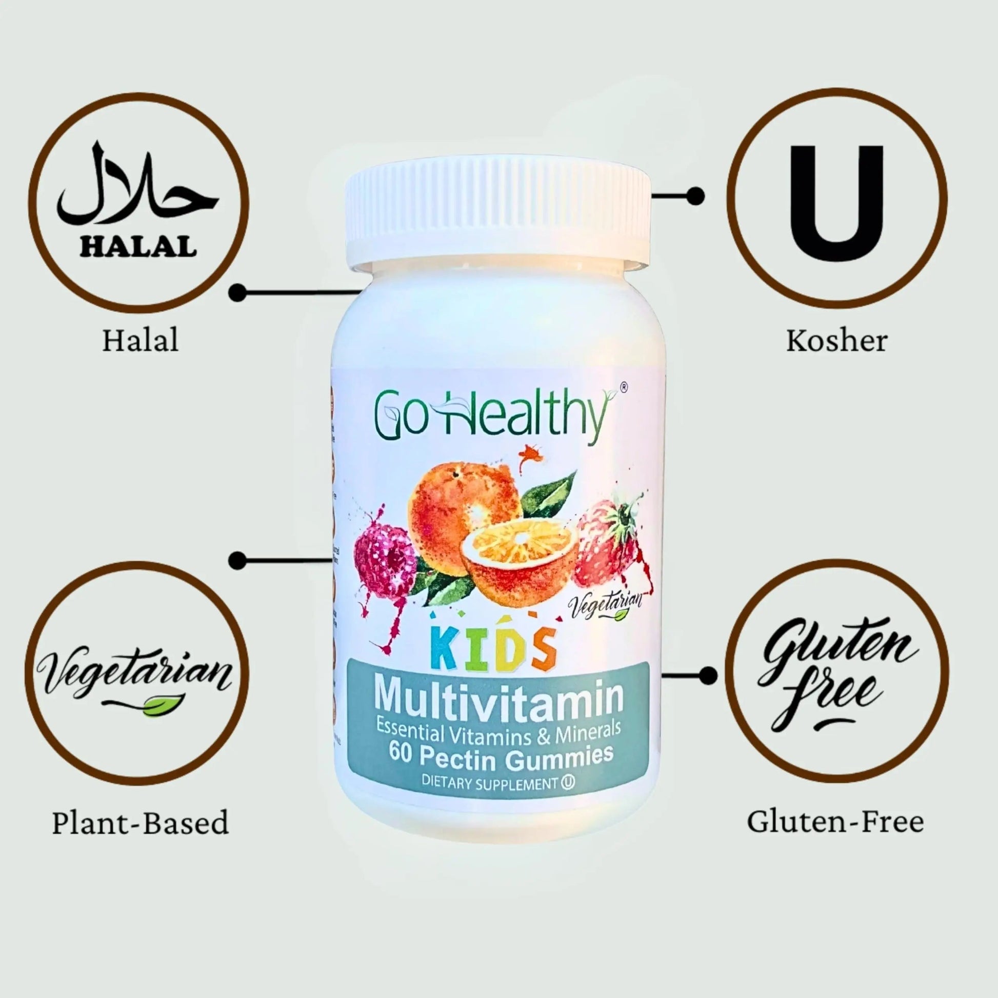 Go Healthy Kids Multivitamin Gummies, Immune Support, Kids Vitamin Gummies, Kosher Kid Vitamin, Halal Go Healthy NaturalAu supplements