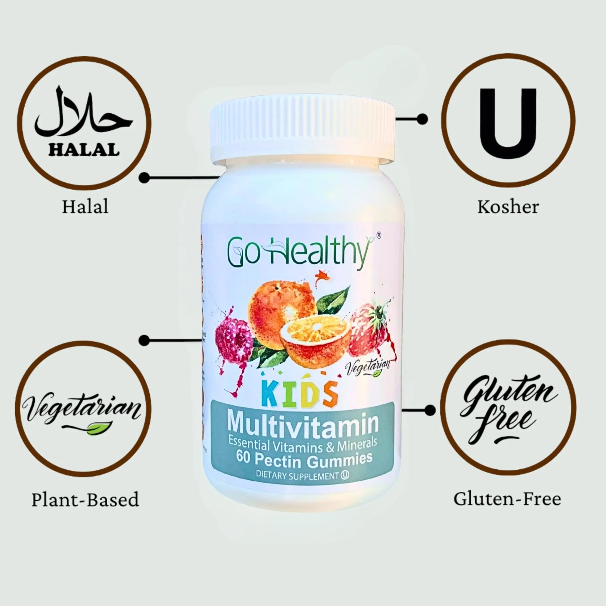 Go Healthy Kids Multivitamin Gummies, Immune Support, Kids Vitamin Gummies, Kosher Kid Vitamin, Halal Go Healthy NaturalAu supplements
