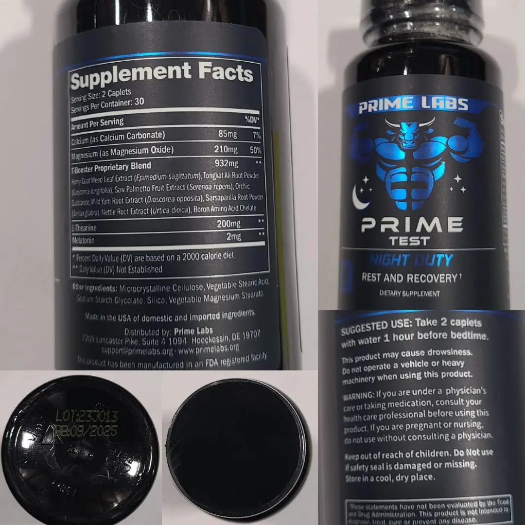 Prime Labs Night Duty - Nighttime Testosterone Booster & Sleep Support - PM Rest & Muscle Recovery Supplements - 60 Count Prime LabsAu supplements
