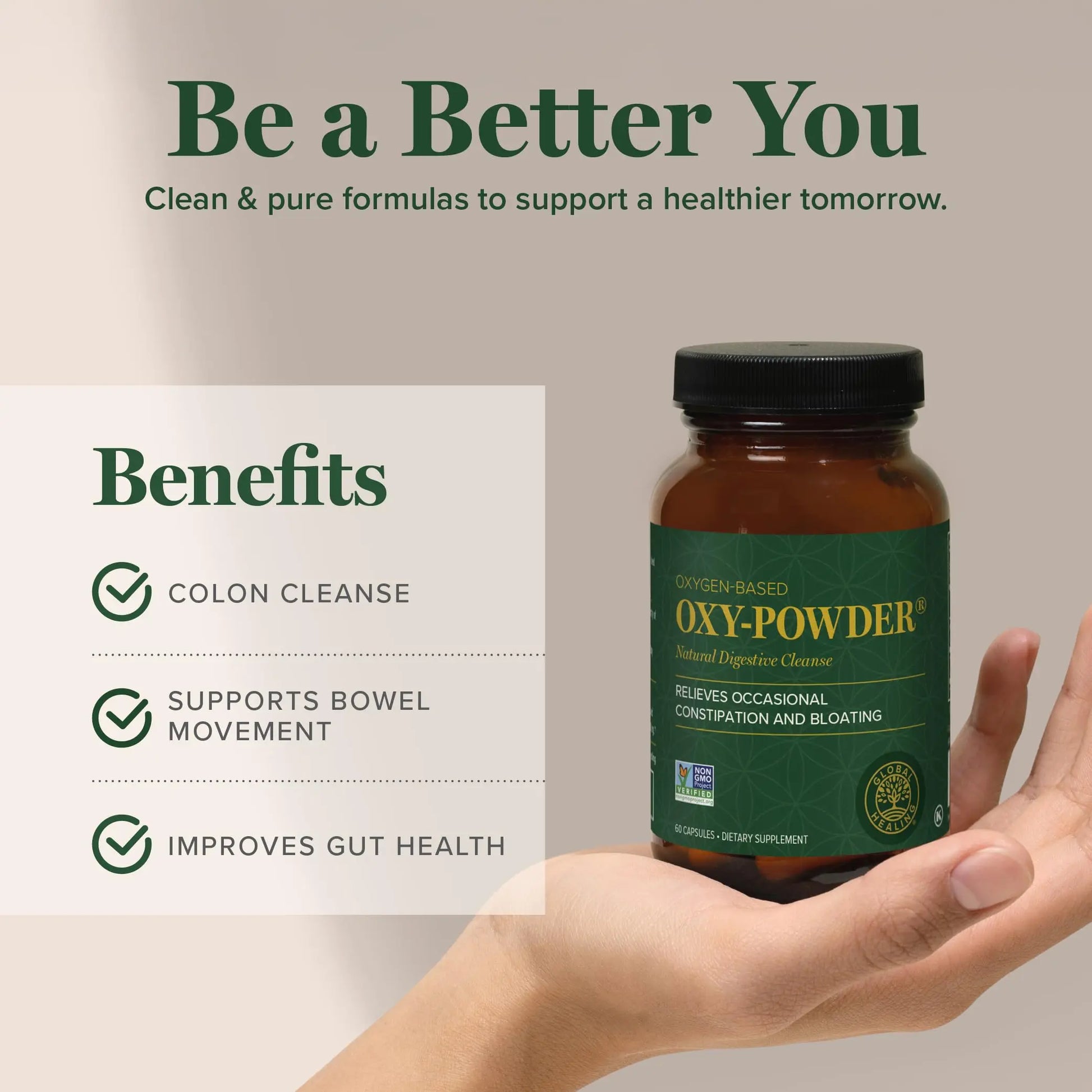 Global Healing Oxy-Powder Colon Cleanse, Constipation Relief for Women & Men, Magnesium Oxide Colon Cleanser & Detox for Weight Loss, Gut Cleanse Detox for Women and Men Global Healing Centernz supplements