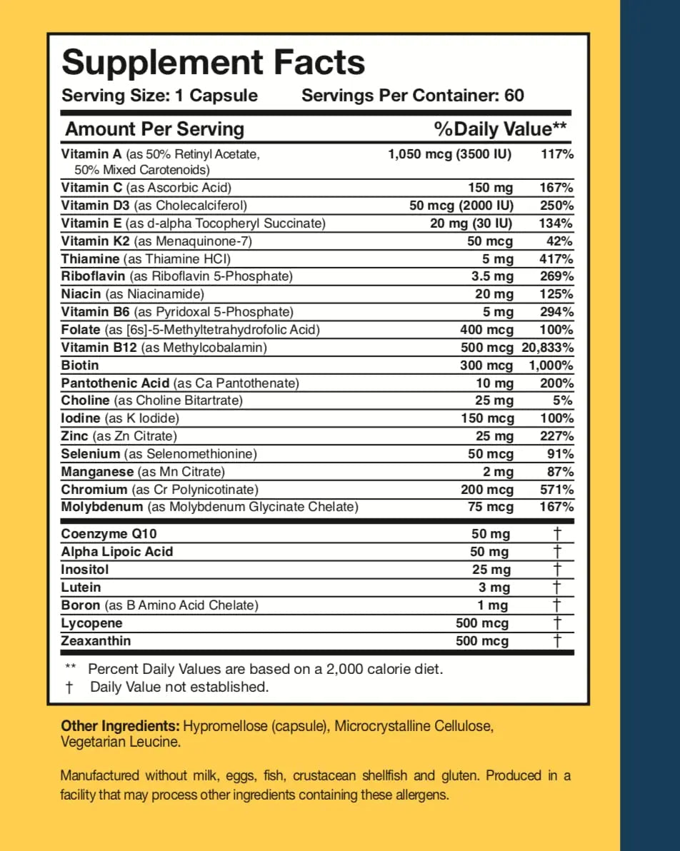 Researched Nutritionals Physician's Daily + D3 Supplement - Daily Multivitamin for Men and Women with Vitamin D3 2000iu Researched NutritionalsAu supplements
