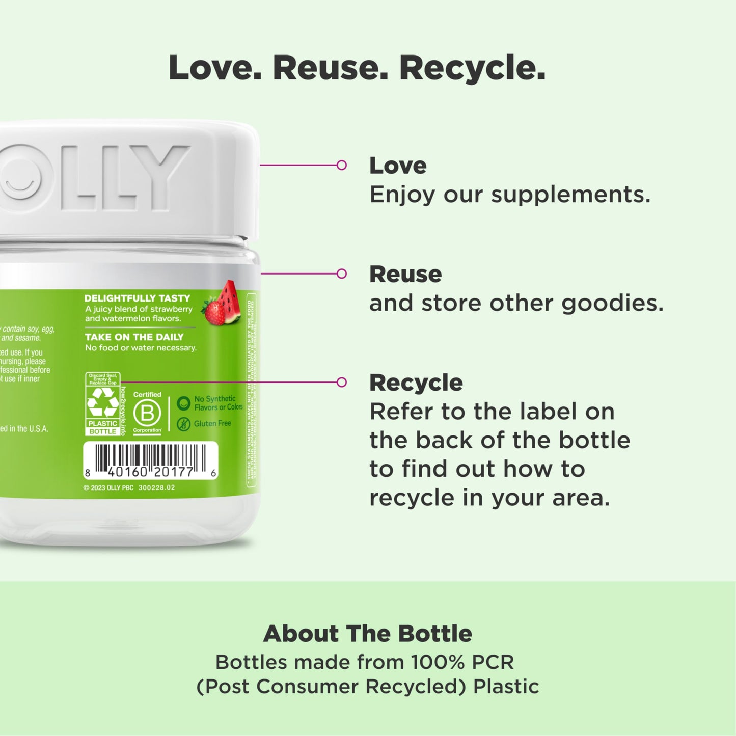 OLLY Fiber Gummy Rings, 5g Prebiotic Fiber, FOS (Fructo-oligosaccharides), Digestive Support, Berry Melon 50ct OLLYUS supplements