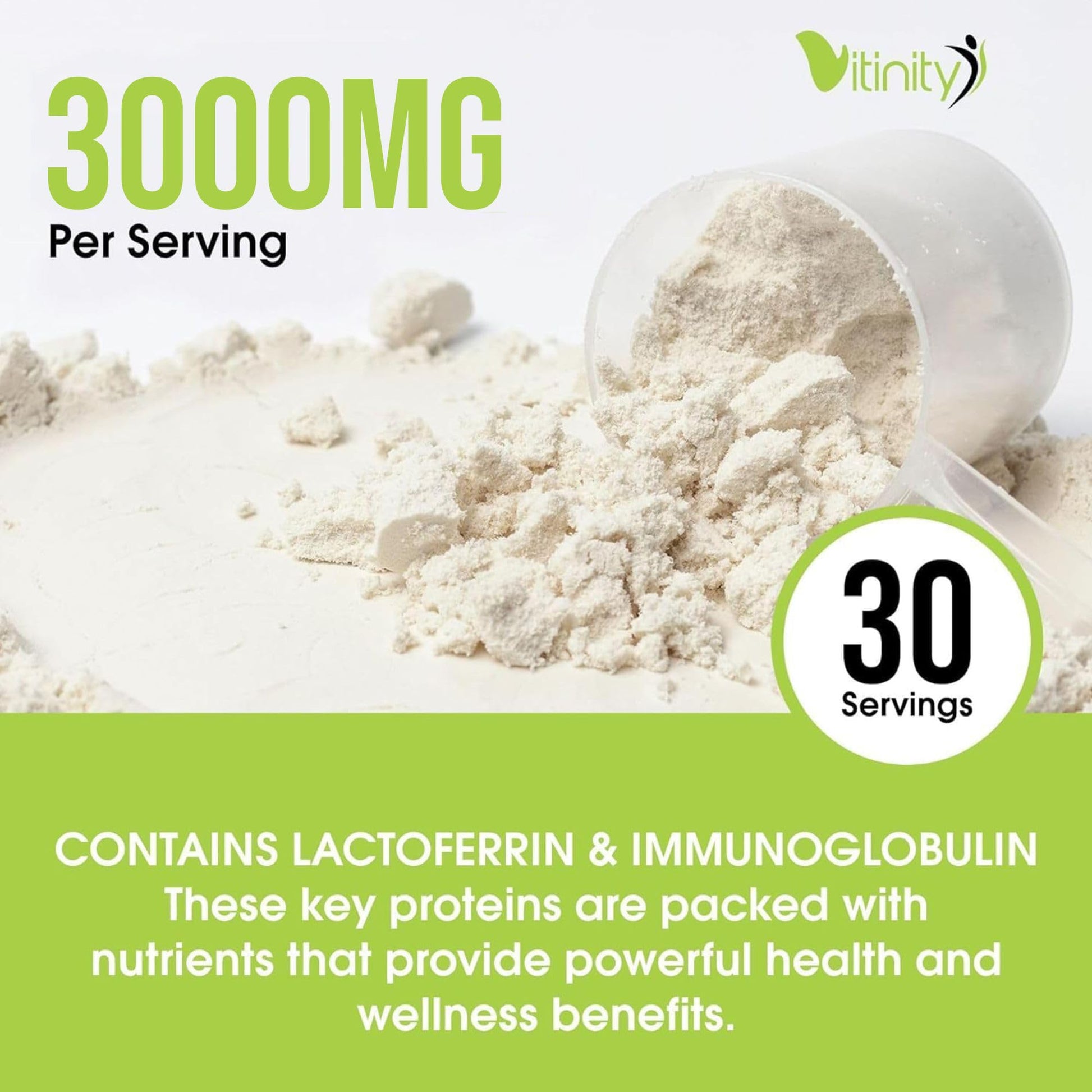 VITINITY Grass Fed Bovine Colostrum Powder for Humans 3000 mg - Natural IgG Colostrum Supplement Gut Health, Immune Support, Muscle Recovery, Wellness | Pure Colostrum Superfood,Unflavored 2 Pack VITINITYAu supplements