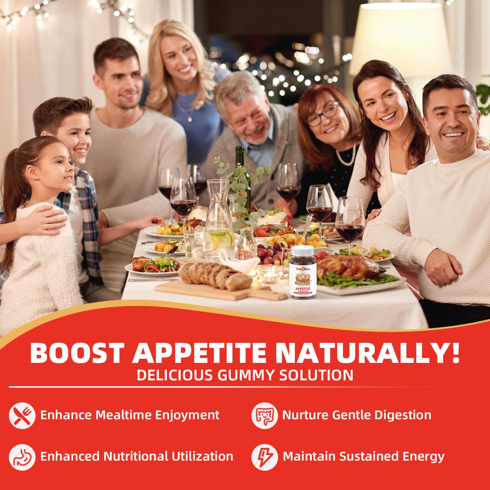 Appetite Booster Gummies for Kids Adults: Appetite Support Supplement with Bromelain Hawthorn Zinc Vitamin B12 for Healthy Digestive & Nutritional Balance, Sugar Free Mixed Fruit Flavor Vegan 30 Days WellcatcherAu supplements