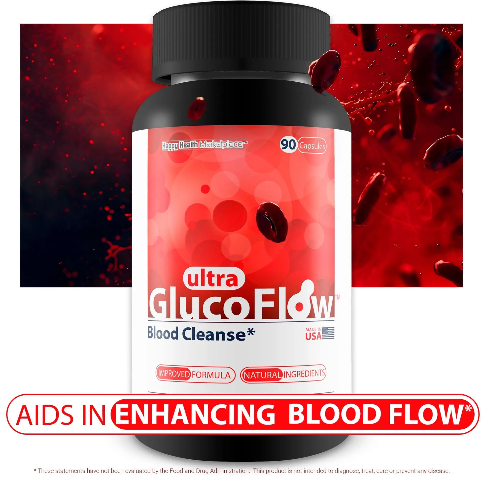 Ultra Gluco Flow - Improved Formula - Our Best Blood Cleanse Detox Cleanse Blood Support Pills - Blood Health Blood Circulation Pills Detox Cleanse Blood Gluco Bio Sweet Relief Glycogen Support Happy Health Marketplacenz supplements