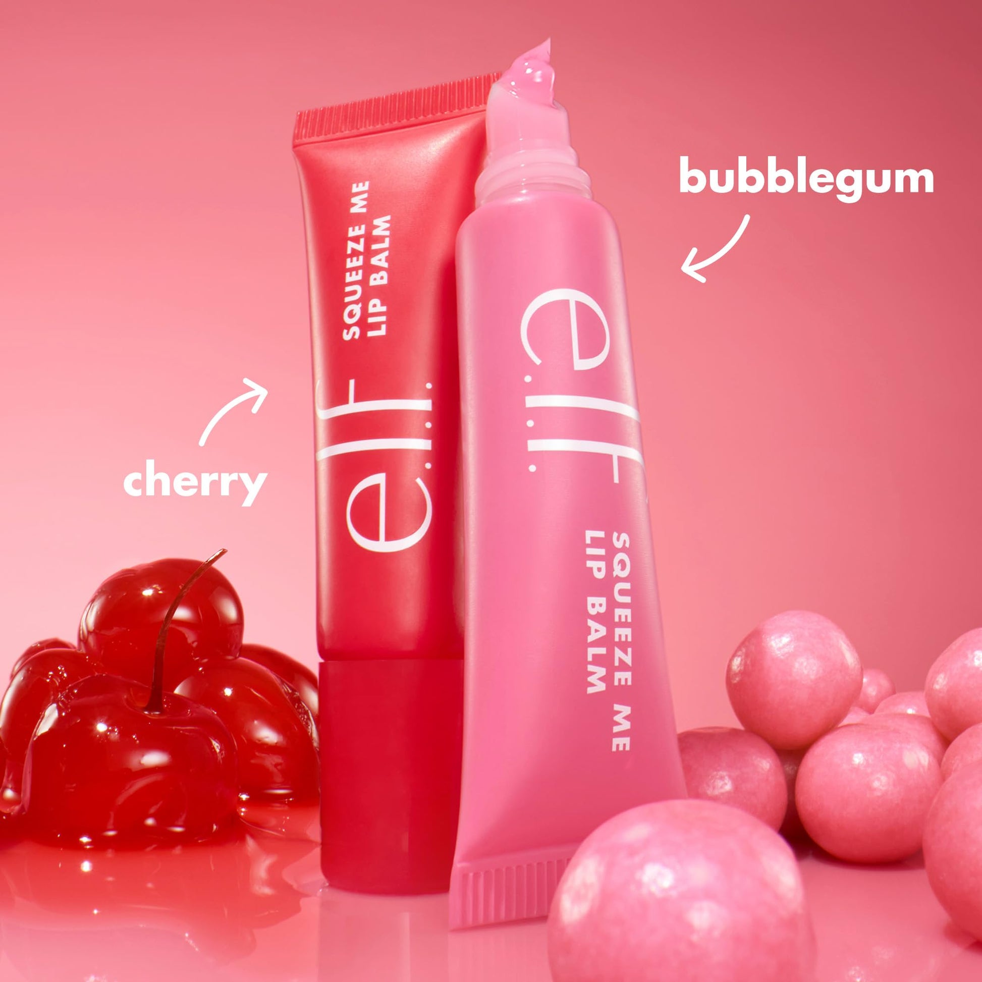 e.l.f. Squeeze Me More Lip Balm Duo, Moisturizing Balm For A Sheer Tint Of Color, Made With Hyaluronic Acid, Vegan & Cruelty-Free, Cherry & Bubblegum e.l.f.Au supplements