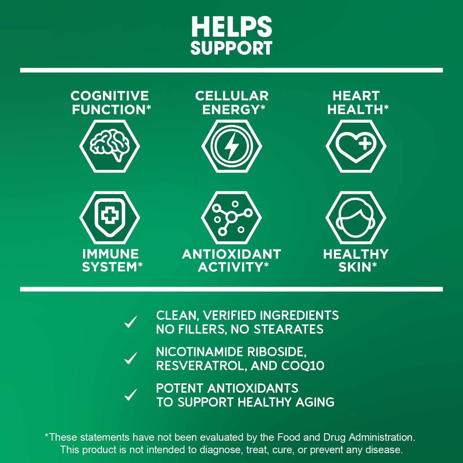 BioEmblem NAD+ Supplement | 300 mg Nicotinamide Riboside with CoQ10 & Resveratrol | Supports Healthy Aging, Cellular Energy and Cognitive Function | Non-GMO, Gluten Free - 45 Capsules BioEmblemAu supplements