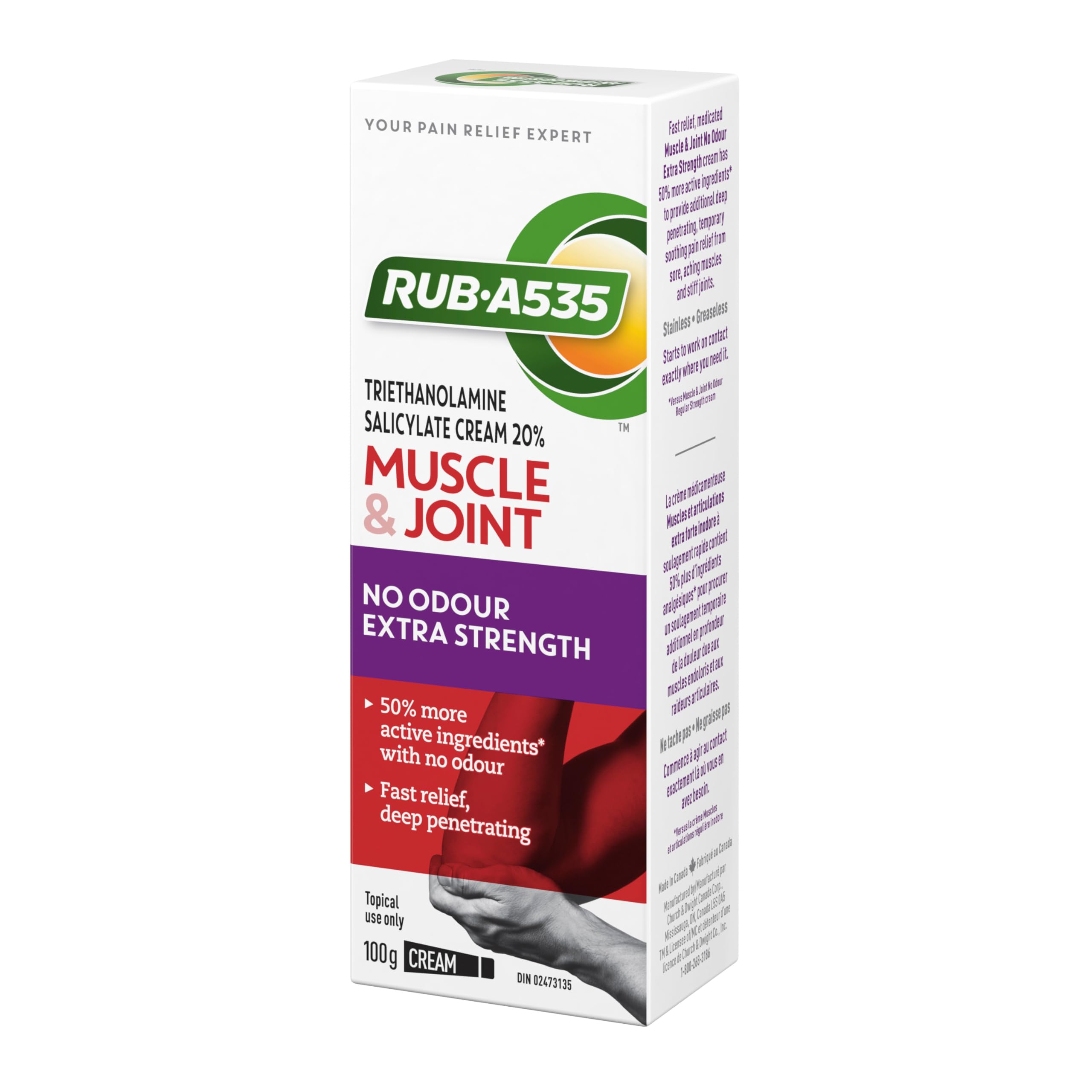 RUB A535 ULTRA STRENGTH NO ODOUR CREAM For Deep Penetrating Relief of Muscle, Joint & Arthritic Pain 100 g Rub A535Au supplements