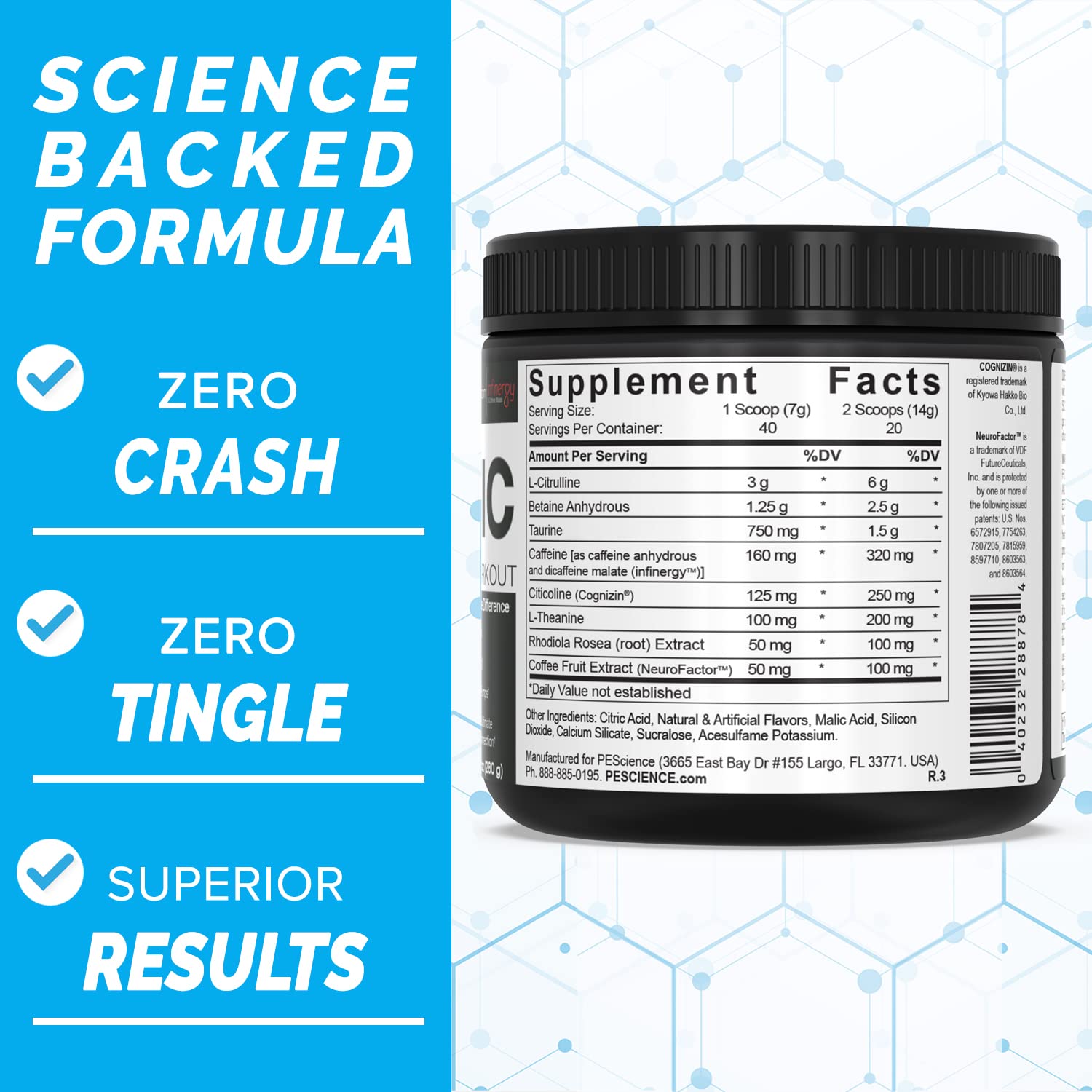 PEScience Prolific Pre Workout Powder, Sour Peach Candy, 40 Scoop, Energy Supplement PEScienceAu supplements