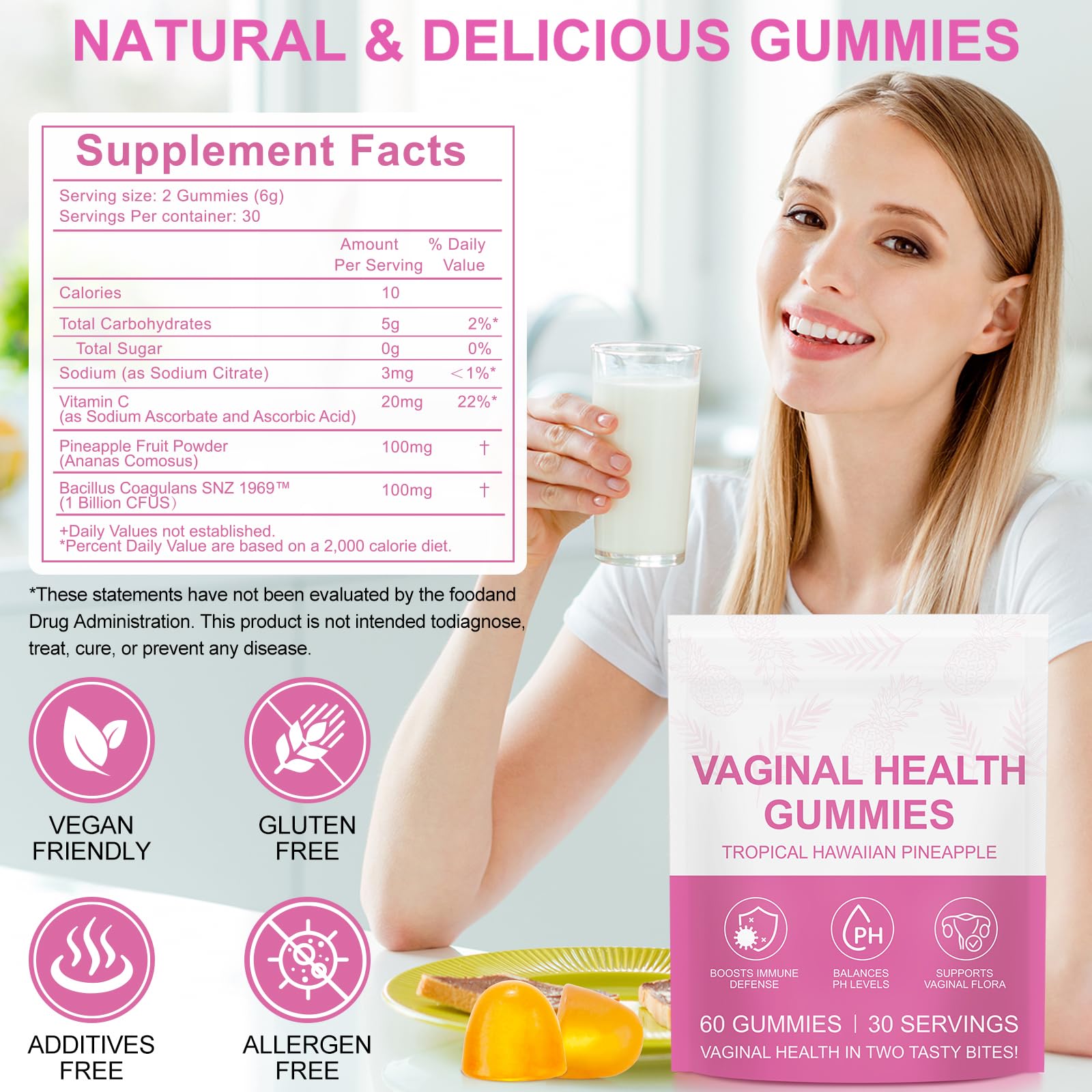 Vital Source Feminine Gummies - Feminine Balance Gummies for Women ph Natrual Famale Balance Cummie - Collagen Gummie - Pineapple PH Balance Gummie for Women Support Women’s Health - 60PCS TooffiAu supplements