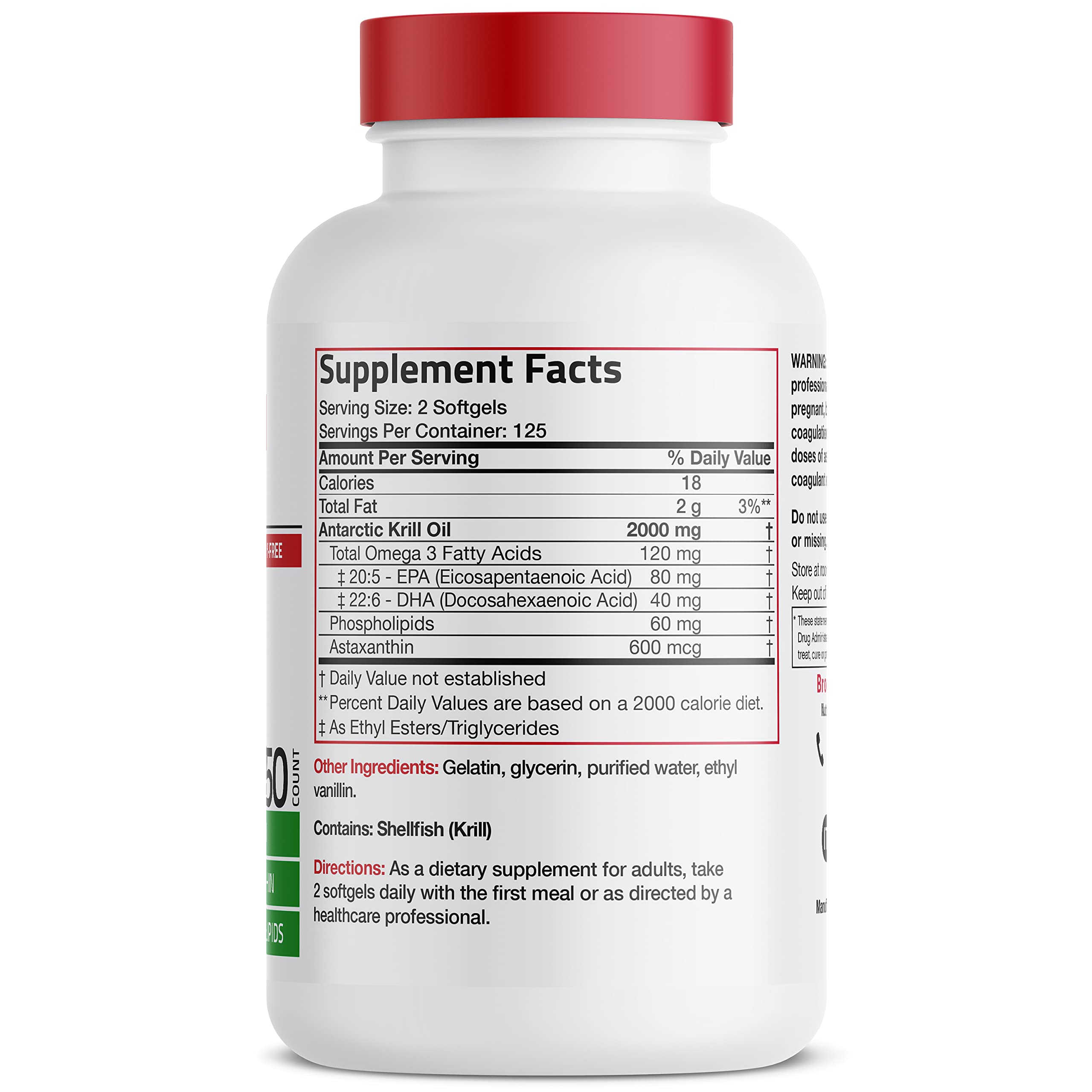 Bronson Antarctic Krill Oil 2000 mg with Omega-3s EPA, DHA, Astaxanthin and Phospholipi BronsonUS supplements