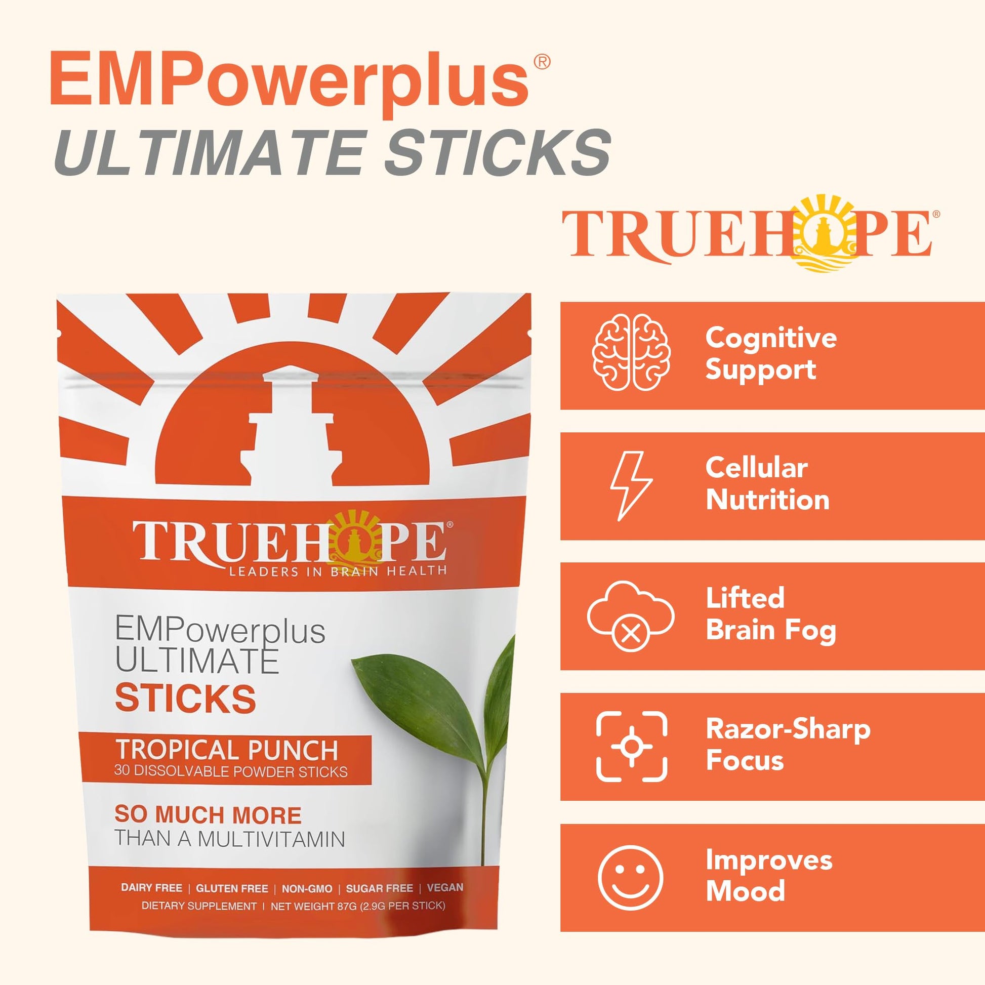 Truehope Multivitamin Nootropic Pouches with Inositol - Once-Per-Day EMPowerplus Ultimate Sticks - 30 Count (Tropical) TruehopeAu supplements