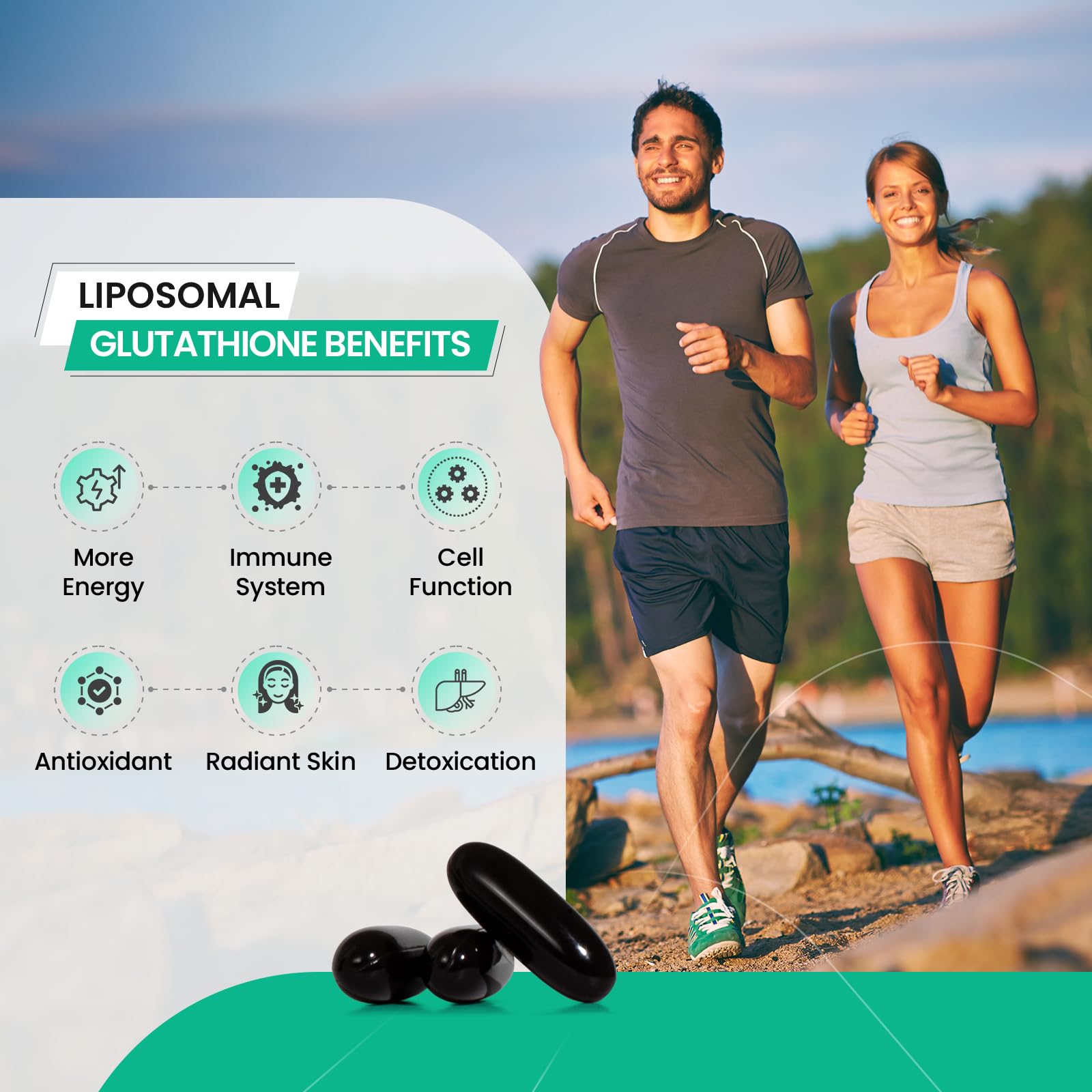 inGreens 2800 MG Liposomal Glutathione Supplement, Detoxifying & Immune, Aging Defense, Energy, Glutathione Unique Formulation Reduced inGreensAu supplements