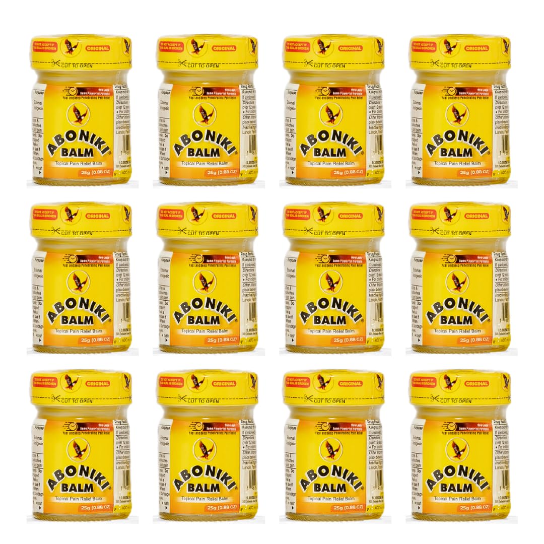 Aboniki Powerful Topical Pain Relief Balm with Natural Ingredients | Fast-Acting Soothing Relief for Joints & Muscle Pain, Soreness, Cramps | Long Lasting Full Body Rub (12 Plastic Jars) AbonikiAu supplements