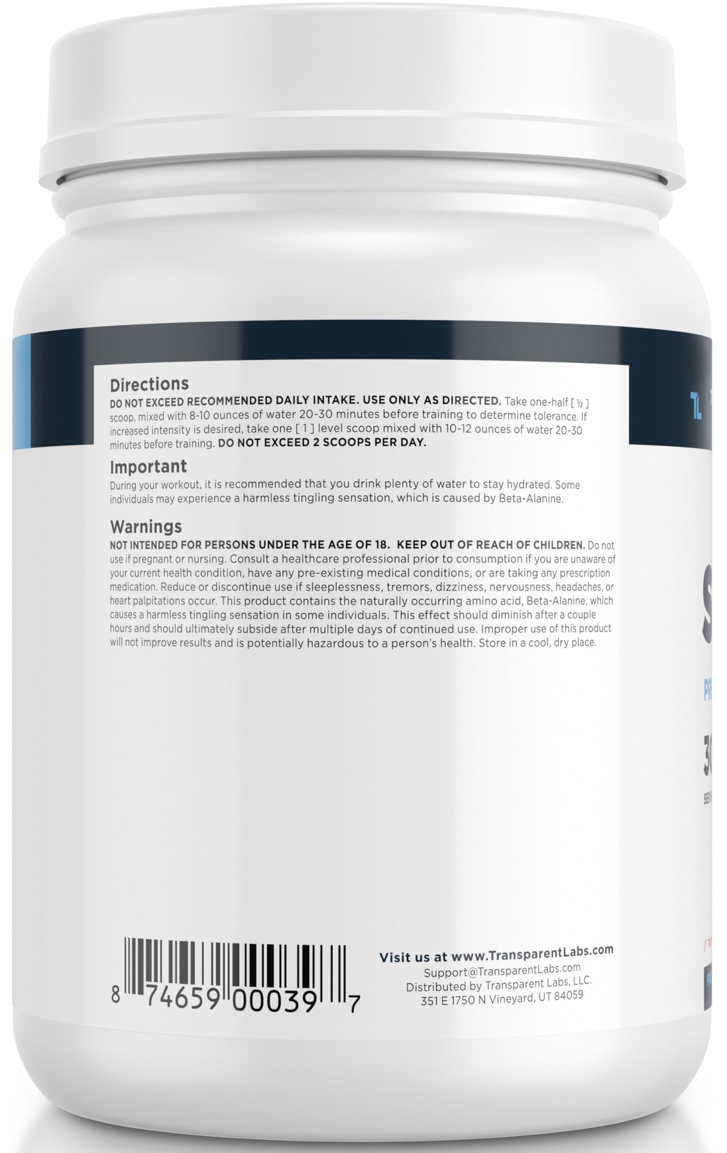 Transparent Labs Stim-Free Pre-Workout - Caffeine & Stim Free Pre Workout Powder Transparent LabsUS supplements