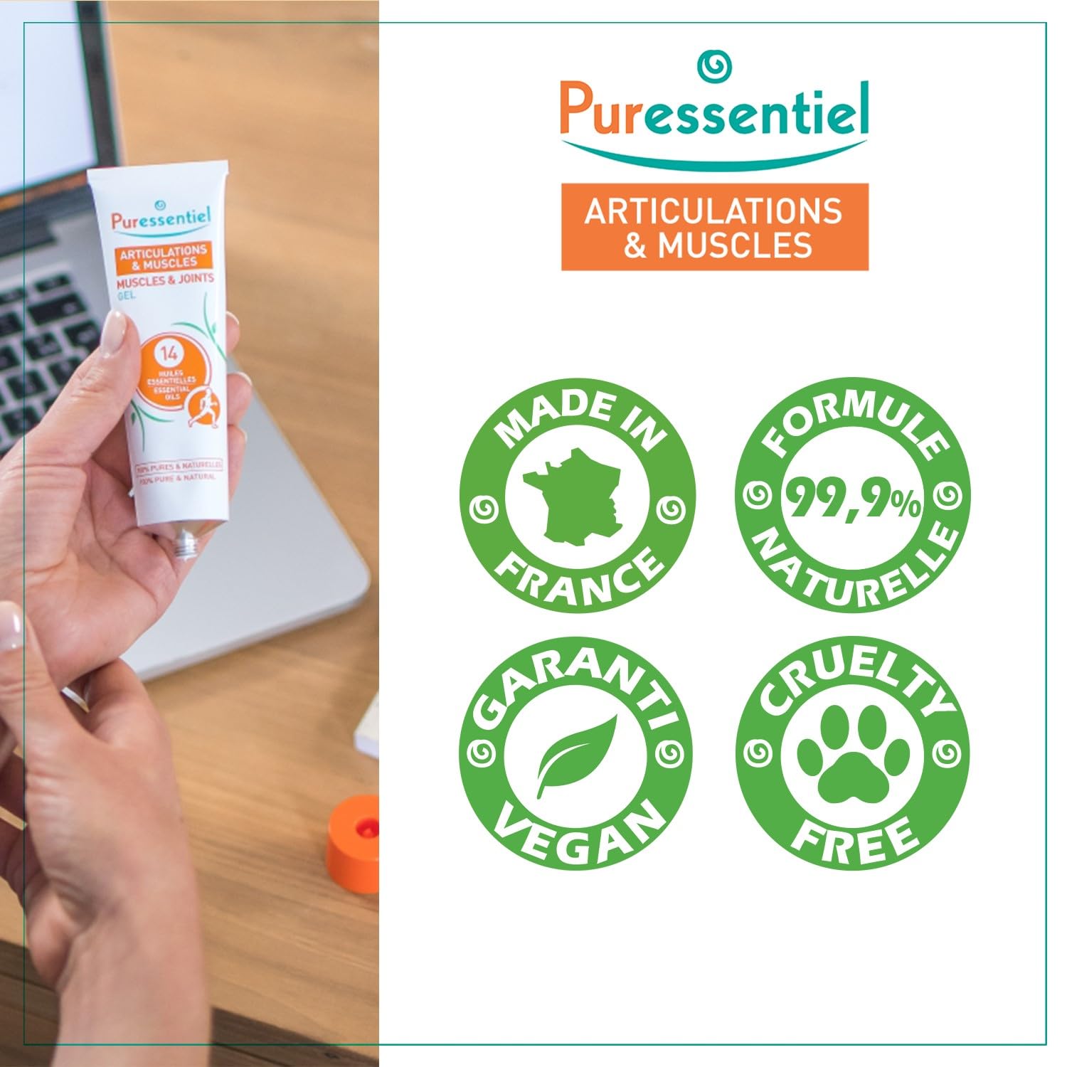Puressentiel Muscles and Joints Gel - Soothing Gel for Muscle Relief and Knee Relief - Cooling Gel for Foot Relief - Back Gel - 2.02 oz PuressentielAu supplements