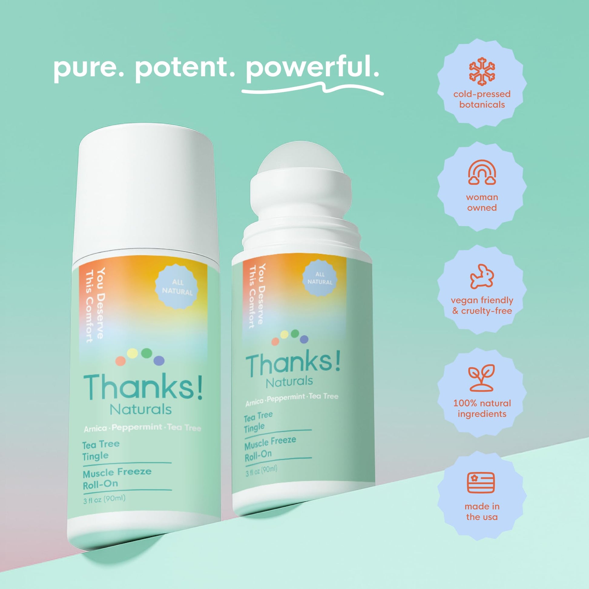 Thanks! Naturals Muscle Freeze Roll On, Tea Tree Tingle, Vegan, Cold Pressed Formula with Shea Butter, Eucalyptus & Peppermint, Use on Neck, Knees & Joints, Post Workout Essential, 3 FL OZ Thanks! NaturalsAu supplements