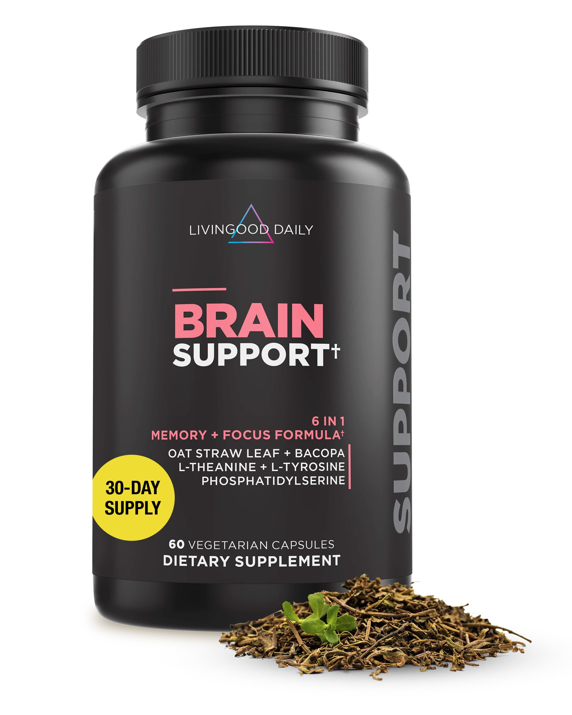 Livingood Daily Brain Supplements for Memory & Focus, Nootropic Pills with Bacopa, L Theanine, L Tyrosine, Amino Acids & More, Cognitive Support for Men & Women, Vegan, Gluten Free, 60 Capsules Livingood DailyAu supplements