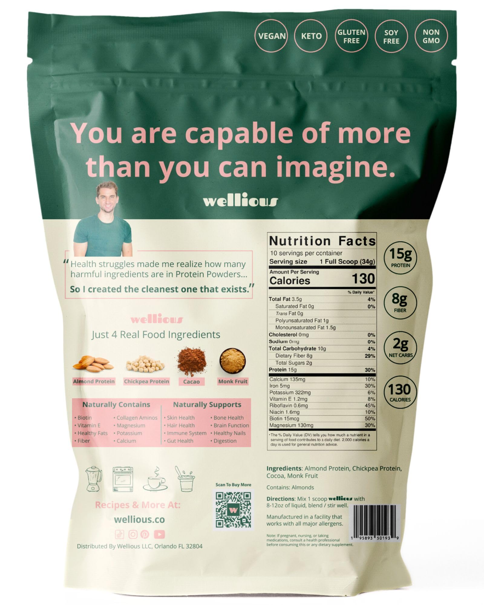 wellious – Clean Vegan Protein Powder – for Gut Health, Plant Based, Keto Friendly, No Sodium welliousAu supplements