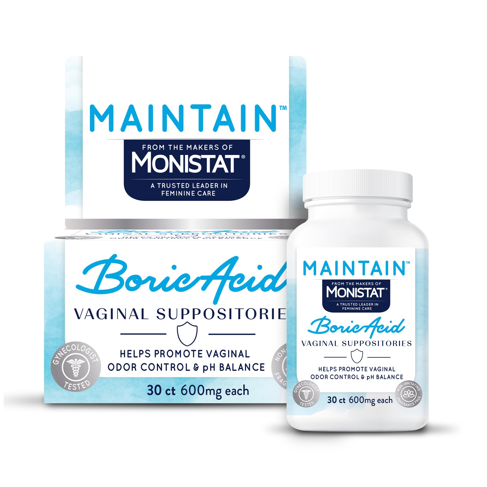 from The Makers of Monistat, Maintain Boric Acid Suppositories for Women, Fragrance-Free Inserts for Vaginal Odor Control and pH Balance Without Irritation, 30 Count MonistatUS supplements