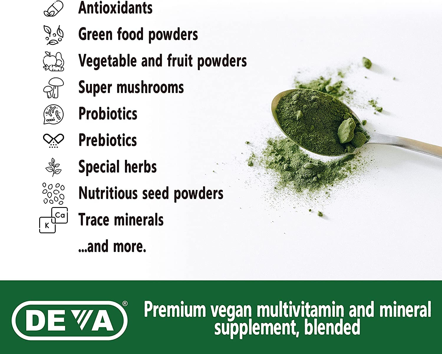 DEVA Tuba Prime Vegan Multivitamin Iron-Free High-Potency Vitamin & Mineral Dietary Supplement Antioxidants, Fruit & Veg Blend, Super Mushrooms, Probiotics, Prebiotics, Seeds, Herbs 90 Tabs 2-Pack DEVAAu supplements