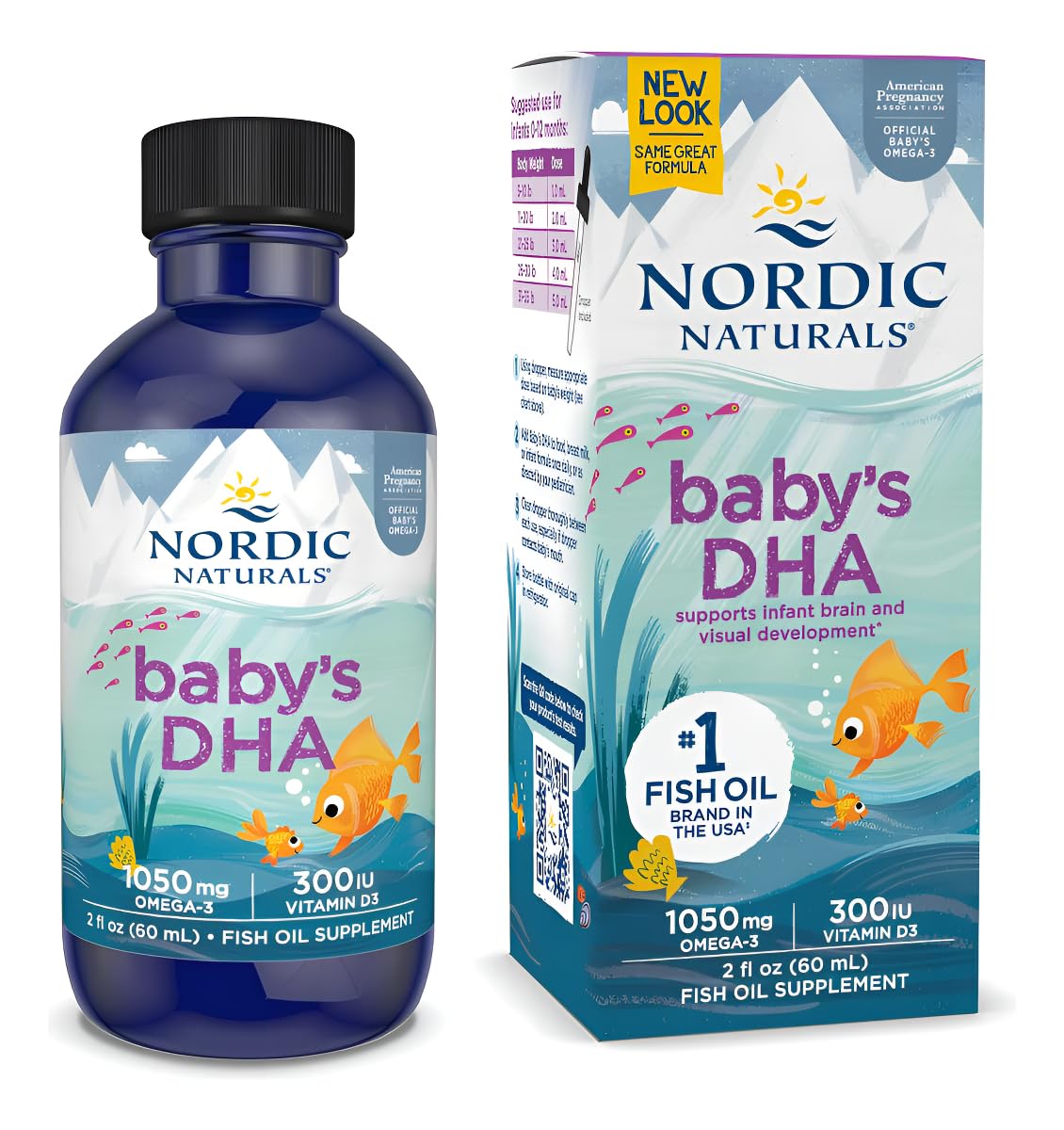 Nordic Naturals Baby’s DHA, Unflavored - 2 oz - 1050 mg Omega-3 + 300 IU Vitamin D3 - Supports Brain, Vision & Nervous System Development in Babies - Non-GMO - Servings May Vary Nordic NaturalsAu supplements