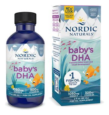 Nordic Naturals Baby’s DHA, Unflavored - 2 oz - 1050 mg Omega-3 + 300 IU Vitamin D3 - Supports Brain, Vision & Nervous System Development in Babies - Non-GMO - Servings May Vary Nordic NaturalsAu supplements