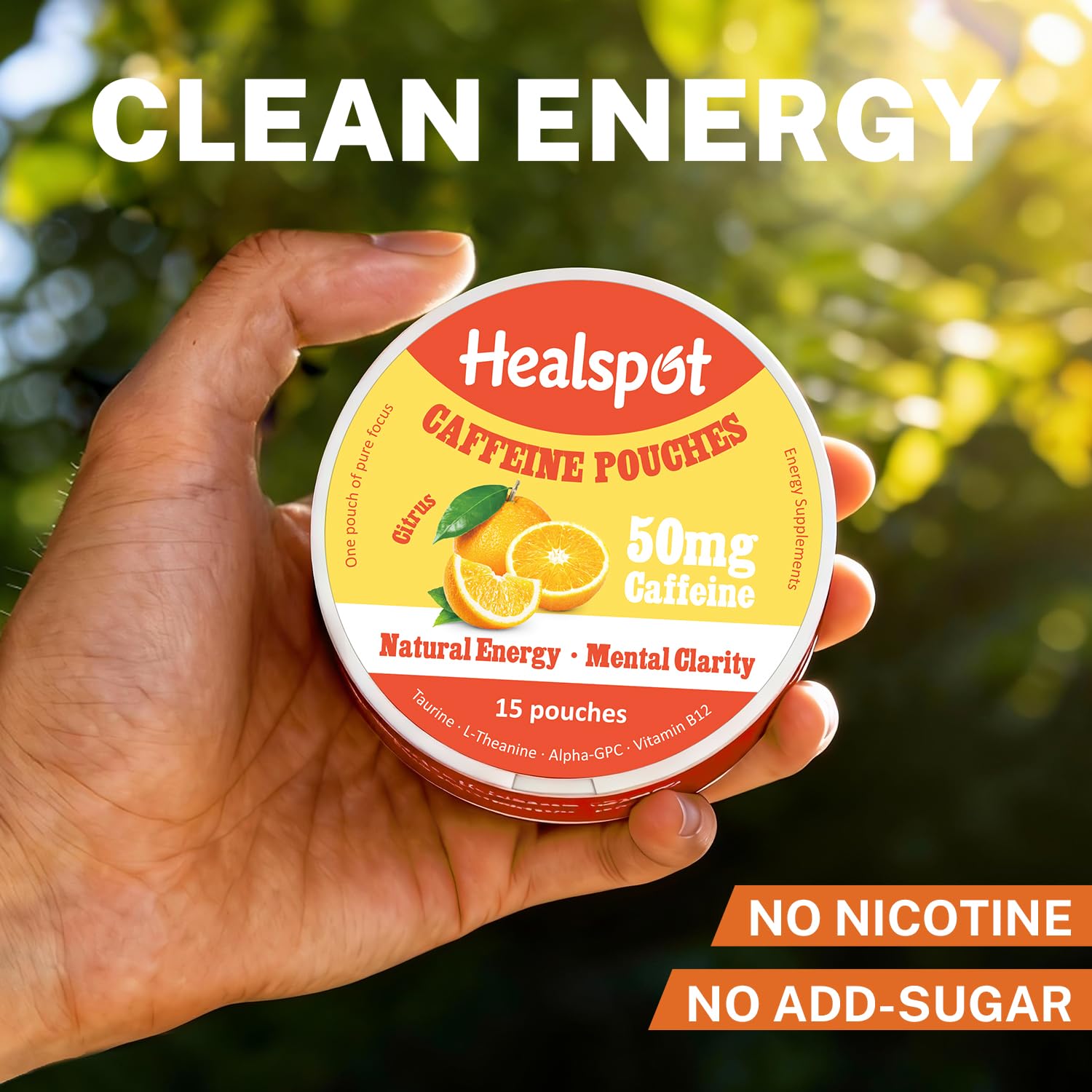 Healspot Nootropic Caffeine Pouches, Energy Pouches with 50mg Caffeine | Taurine | Vitamin B12 | Alpha-GPC | L-Theanine, Focus and Energy Supplements Variety Packs 5 Flavors HealspotAu supplements