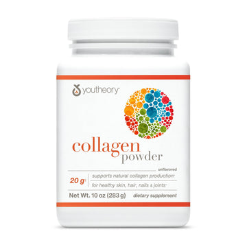 Youtheory Collagen Powder - Hydrolyzed Collagen Peptides with Vitamin C - Supports Healthy Bones, Joints & Immune System* - Unflavored - 10 oz (10-Day Supply) YoutheoryAu supplements