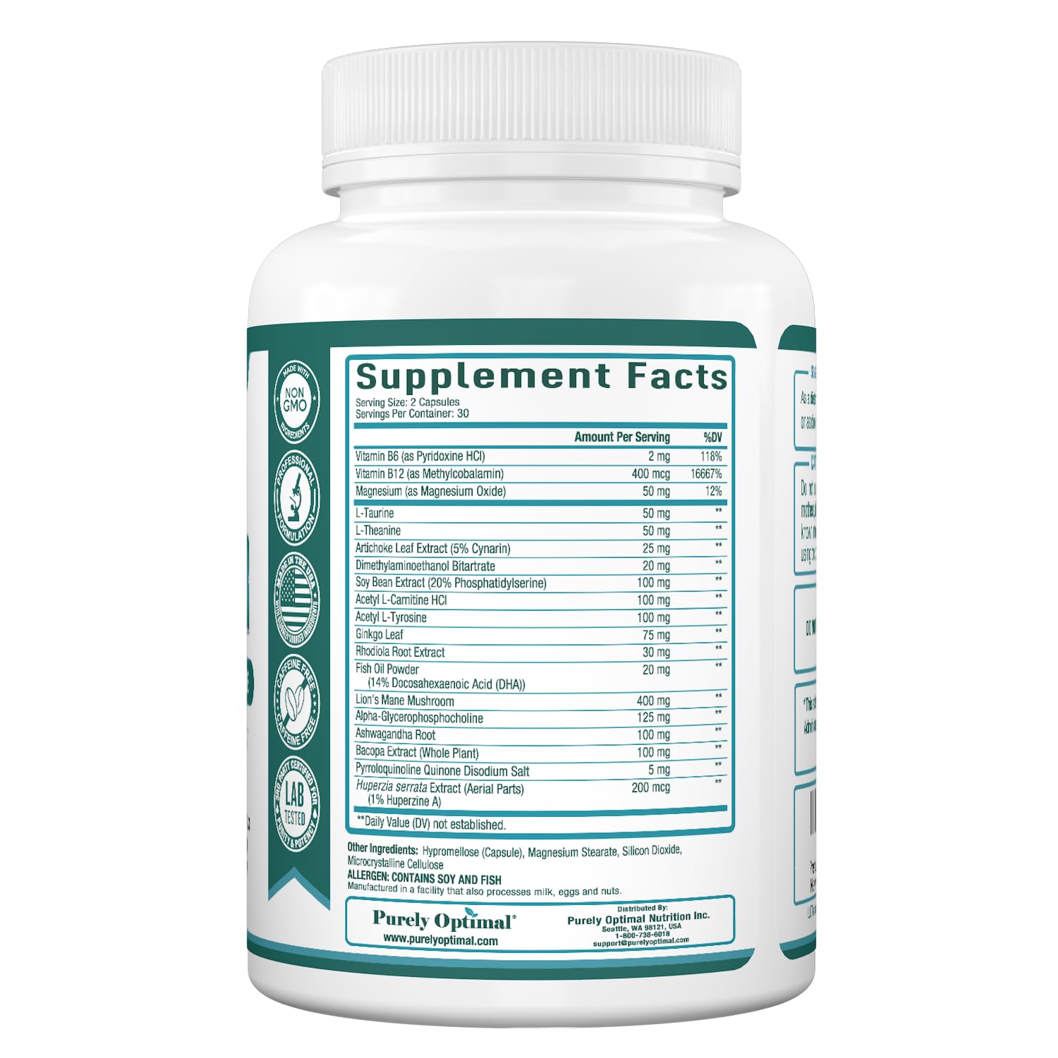 Purely Optimal Brain Booster Nootropic Supplement – Brain Support for Memory, Focus, Clarity, Jitter-Free Energy for Adults, Seniors– with Ginkgo Biloba, Alpha GPC, Lion’s Mane – 60 Capsules Purely OptimalAu supplements