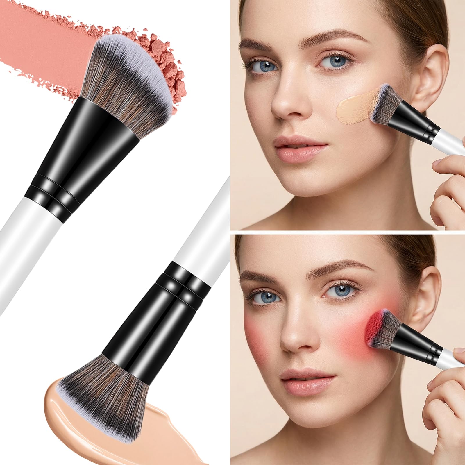 KFHENSOM 4PCS Foundation Contour Conceal Brush Set Dual-Ended Makeup Brushes Set Professional Powder Blush Concealer Eyeshadow Kabuki Foundation Brush Kit for Liquid Loose Powder Cream KFHENSOMRAu supplements