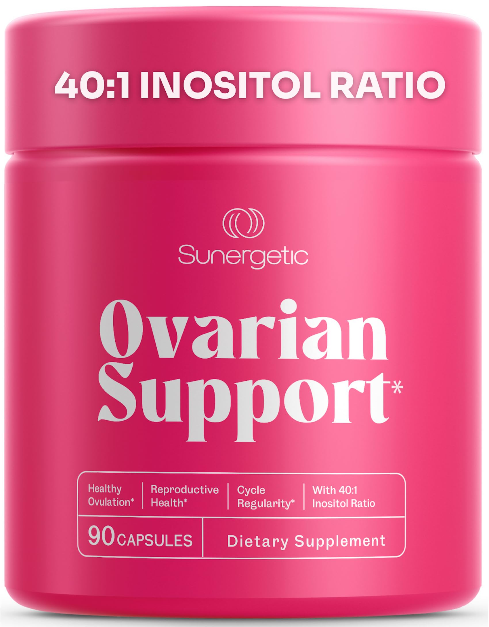 Premium Ovarian Health Support Supplement – Hormone Balance, Ovulation & Cycle Regularity - Myo-Inositol & D-Chiro Inositol Supplement for Women – 40:1 Inositol Ratio With Folate & DIM – 90 Capsules SunergeticAu supplements