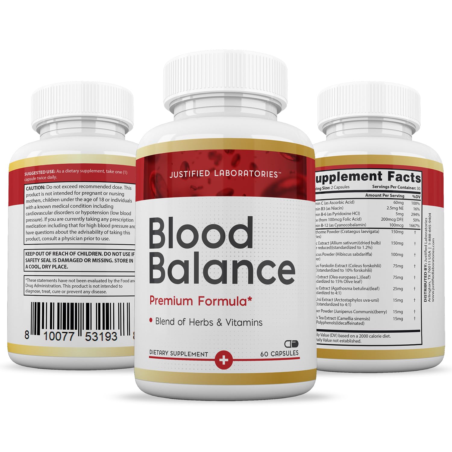 (2 Pack) Blood Balance Advanced Formula 688MG Supplement Pills 120 Capsules Justified LaboratoriesAu supplements