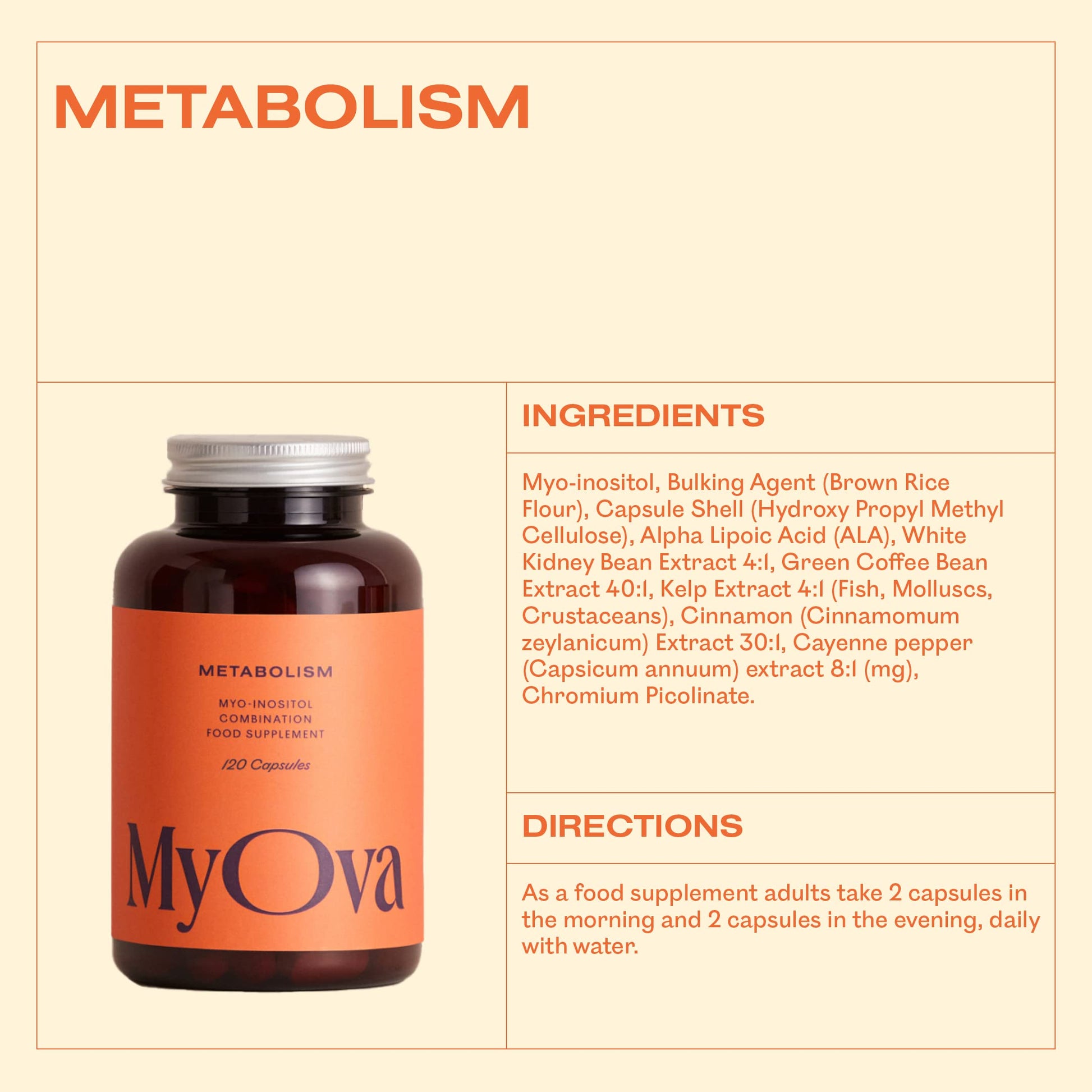 MyOva Metabolism PCOS Supplement - 120 capsules, 30-Day Supply - 2000mg MyOvaUS supplements