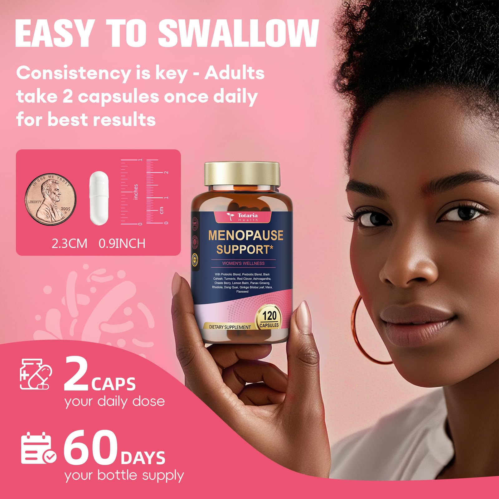 (2 Packs) 40-in-1 Menopause Supplements for Women, Multibenefit & Complete Black Cohosh for Hot Flashes, Night Sweats & Hormone Balance, w/ Probiotics, DIM, Vitex, Dong Quai, Red Clover and More TotariaAu supplements